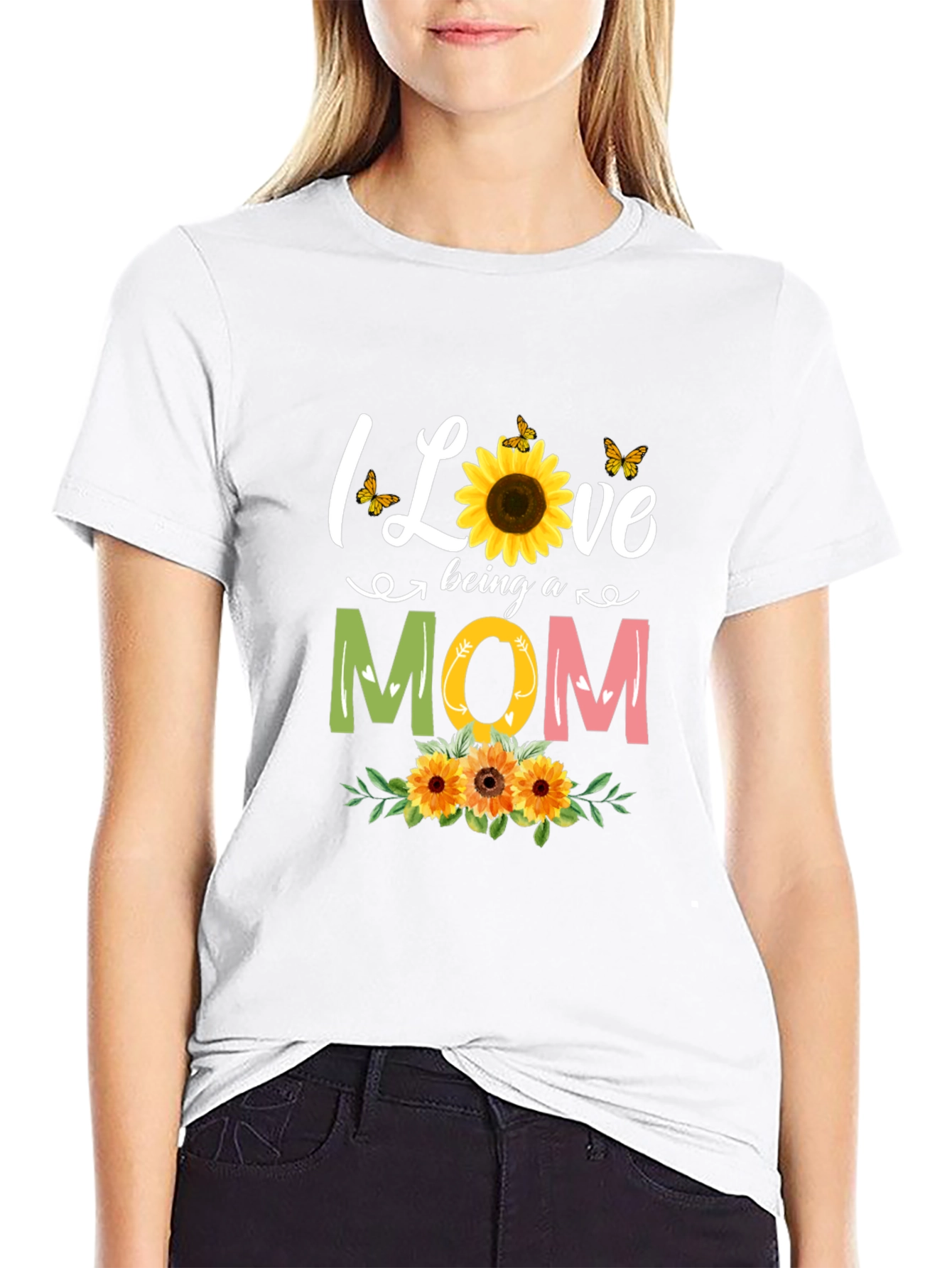 I Love Being A Mom Sunflower Graphic Tee
