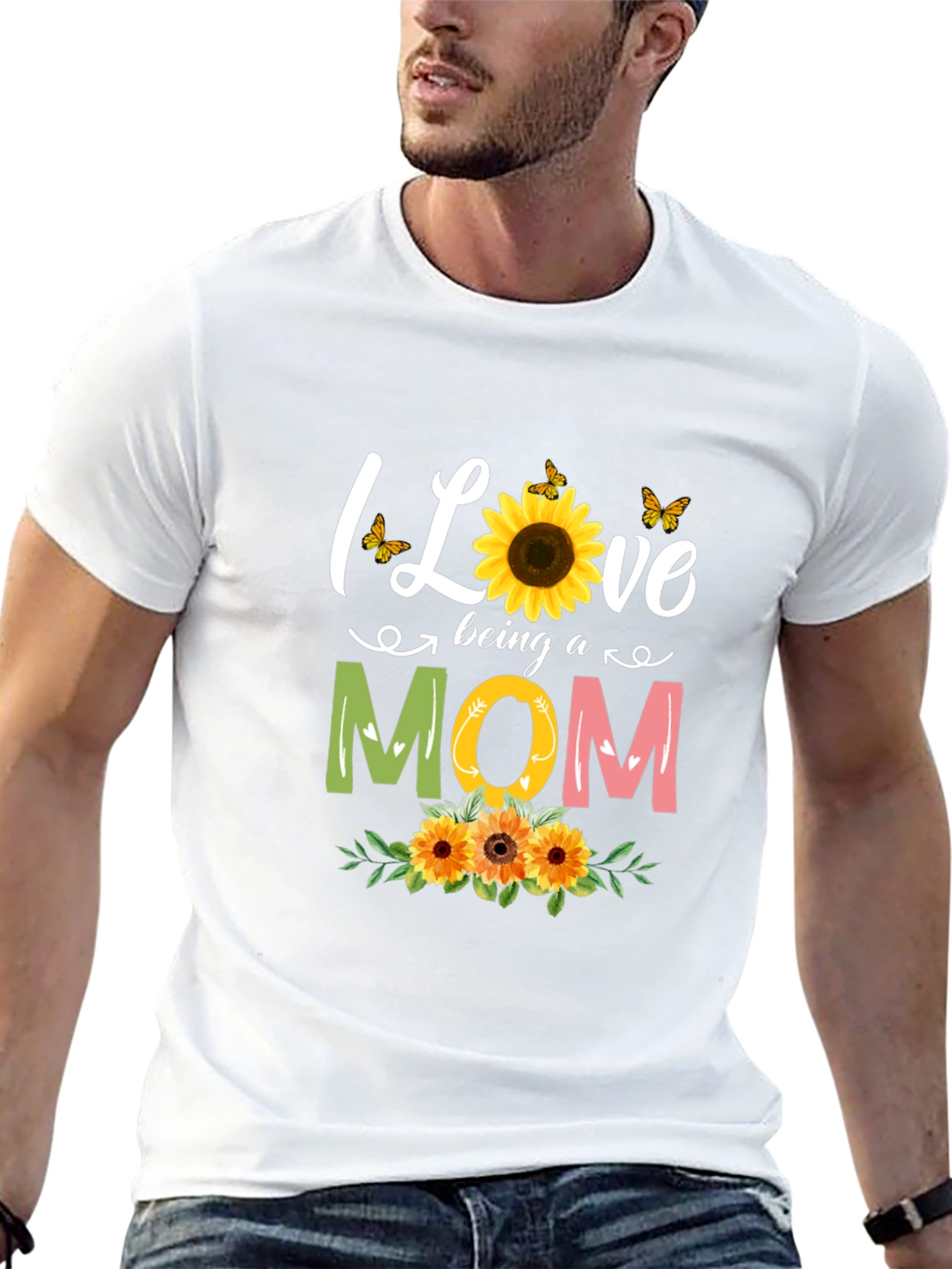 I Love Being A Mom Sunflower Graphic Tee