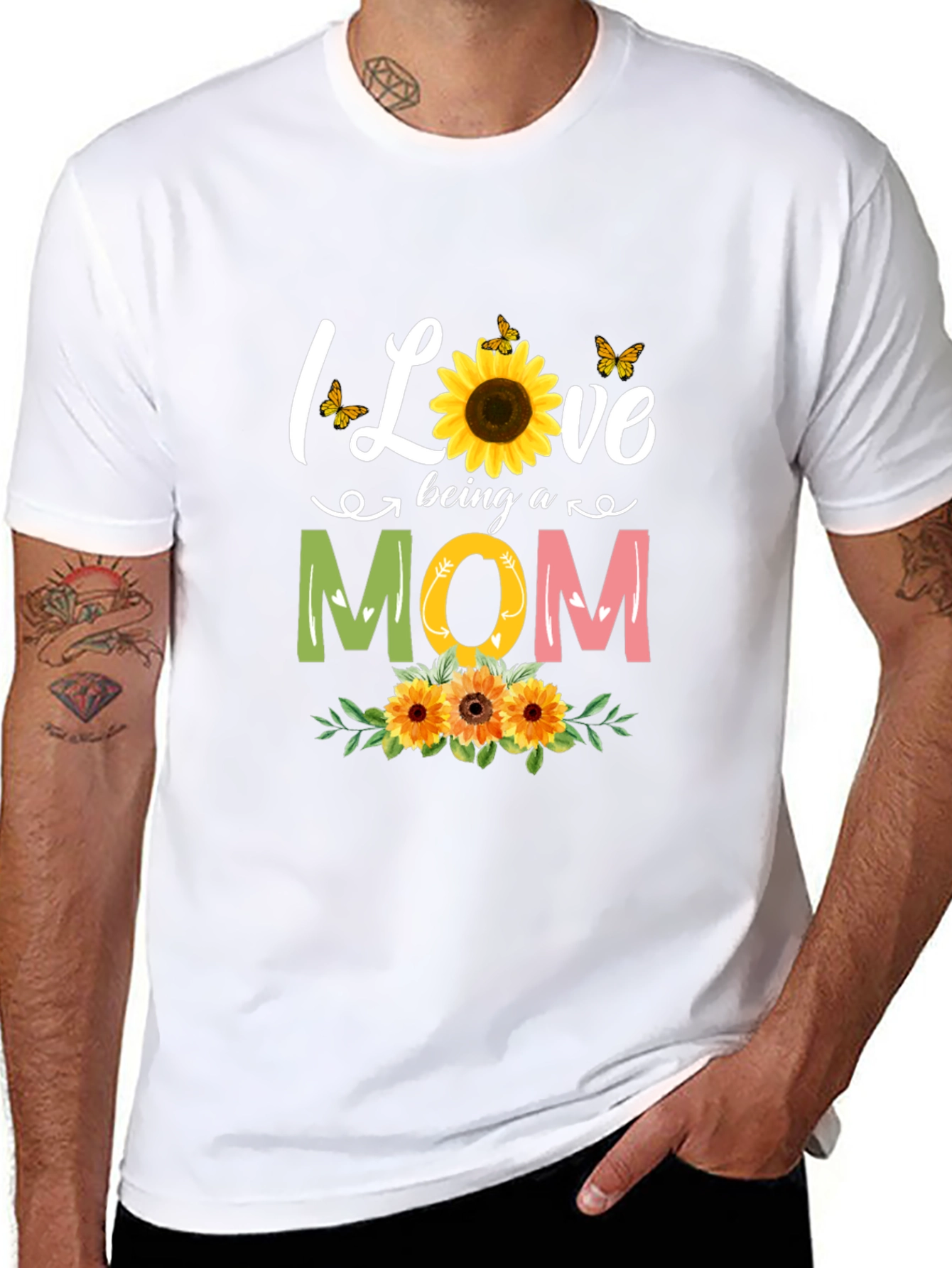 I Love Being A Mom Sunflower Graphic Tee