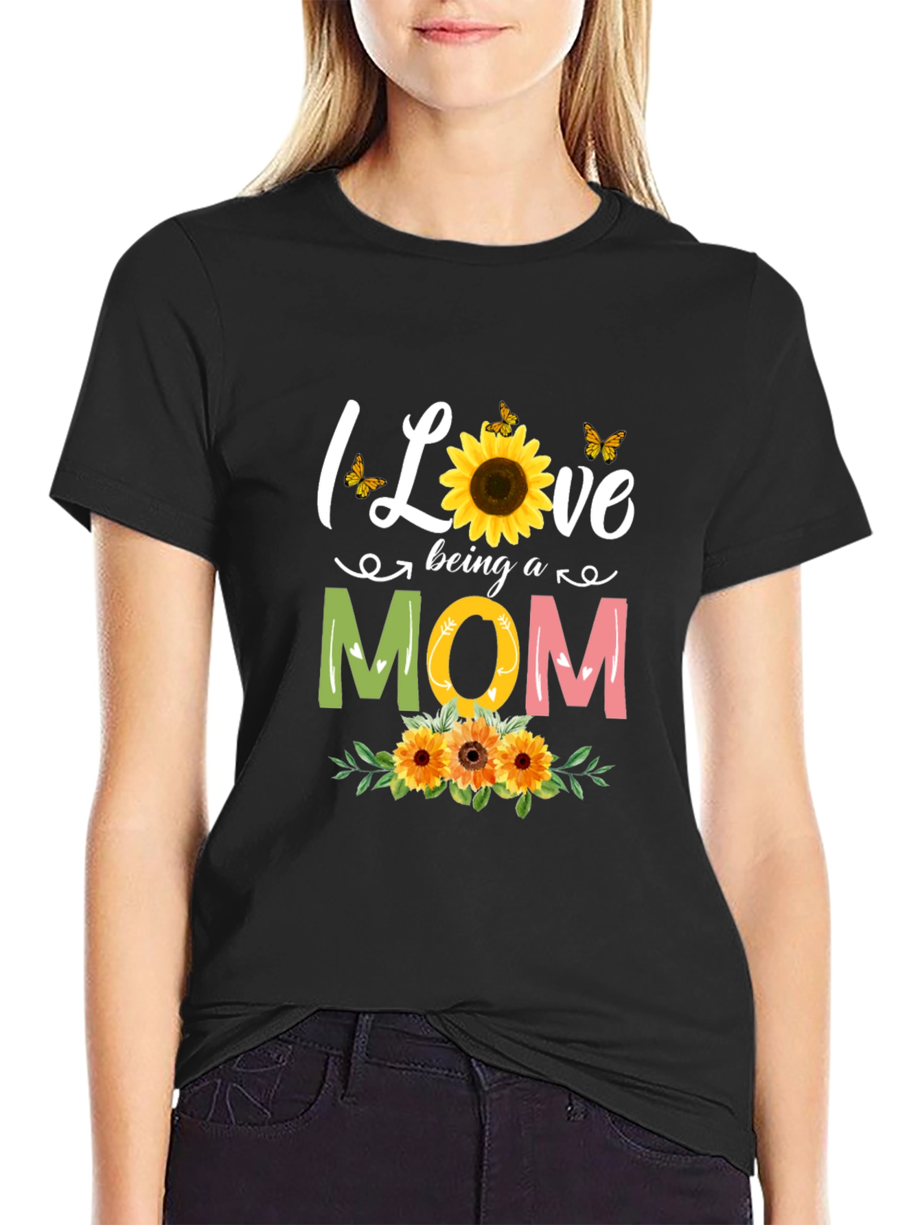 I Love Being A Mom Sunflower Graphic Tee