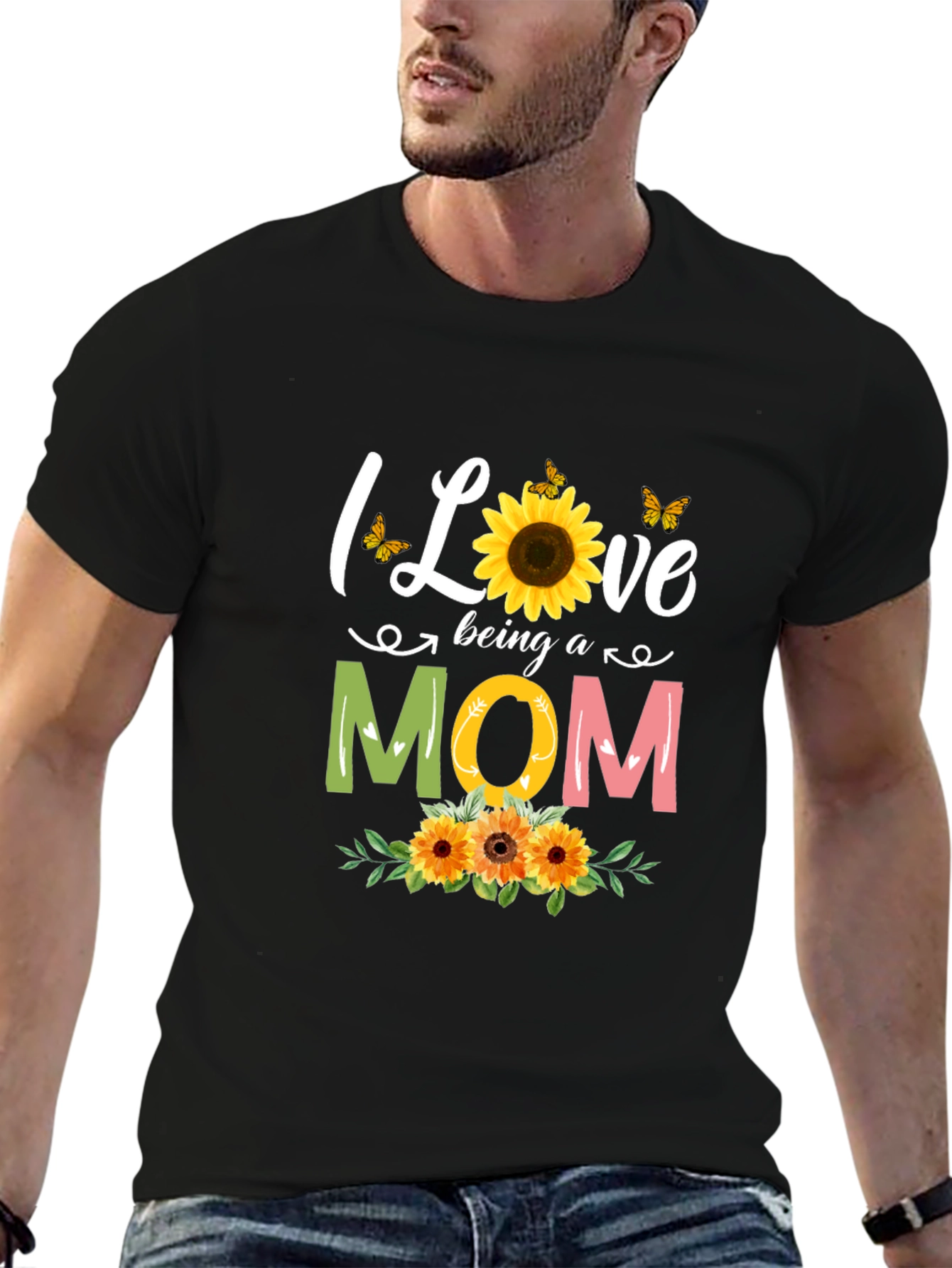 I Love Being A Mom Sunflower Graphic Tee