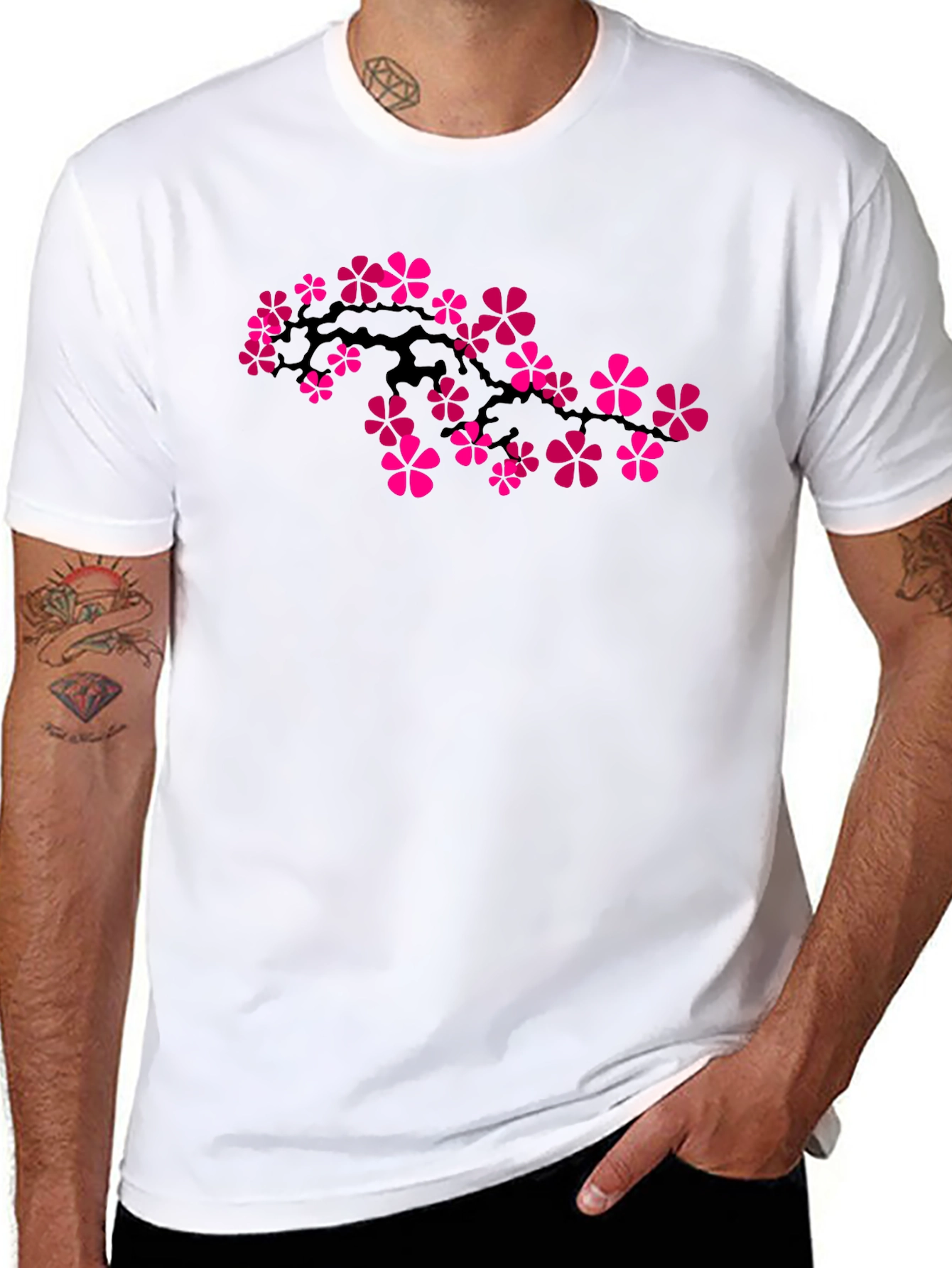 Sakura Blossom Graphic Tee - Black Cotton Comfort
