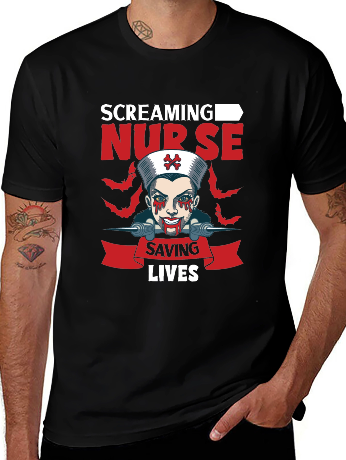 Screaming Nurse T-Shirt Halloween Costume Graphic Tee