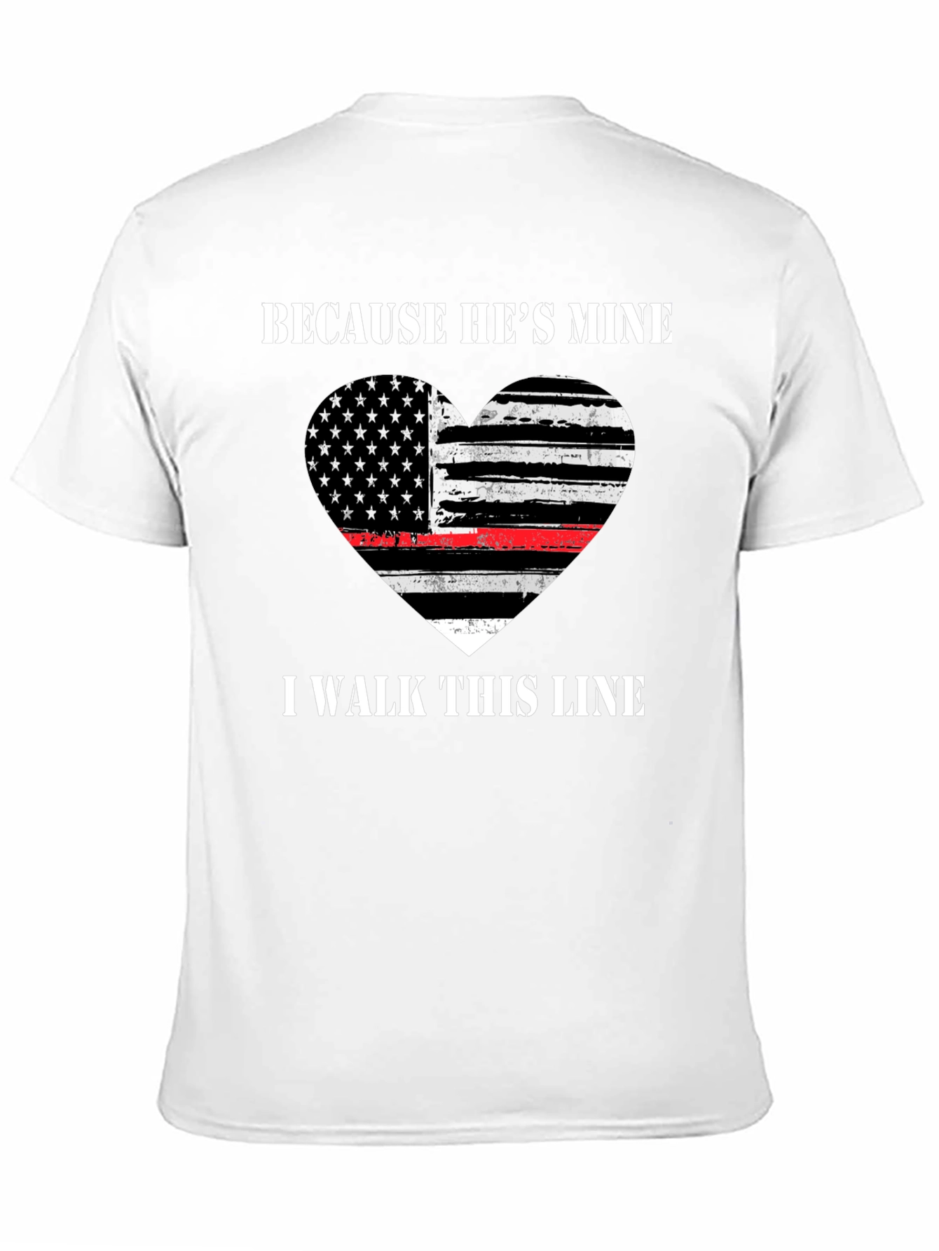Because Hes Mine T-Shirt - Thin Red Line Heart