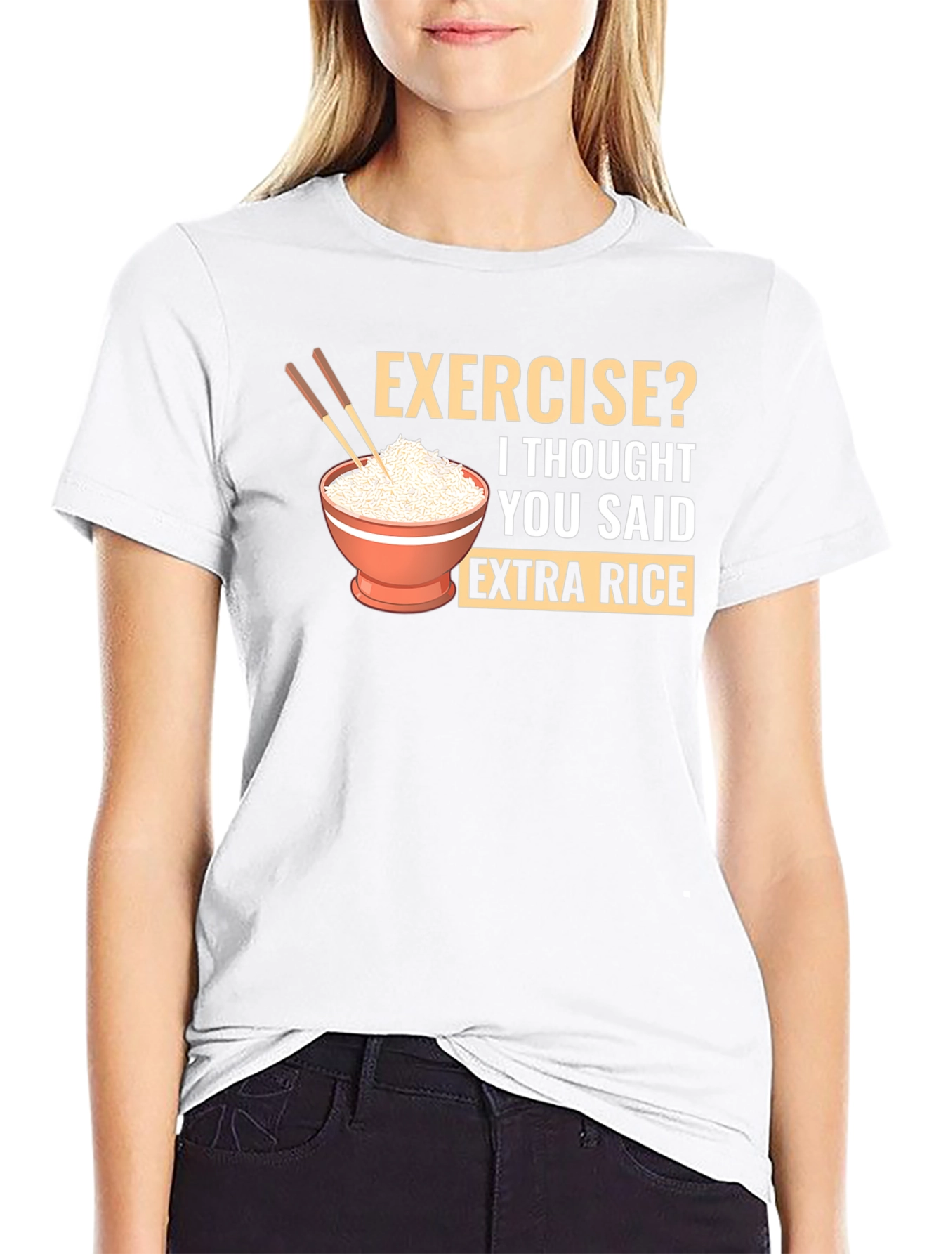 Exercise? Extra Rice Funny Graphic T-Shirt