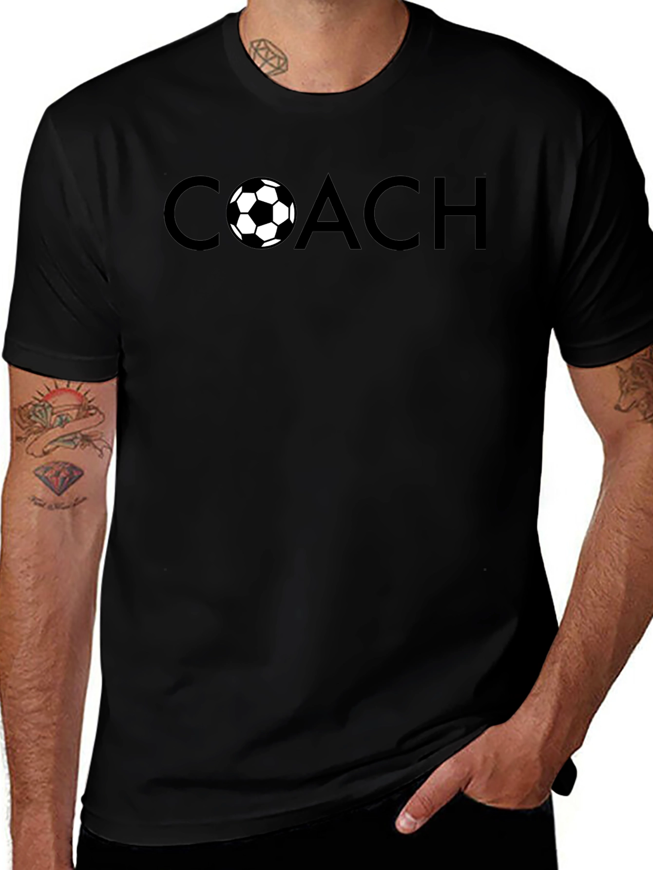Soccer Coach Black Graphic T-Shirt