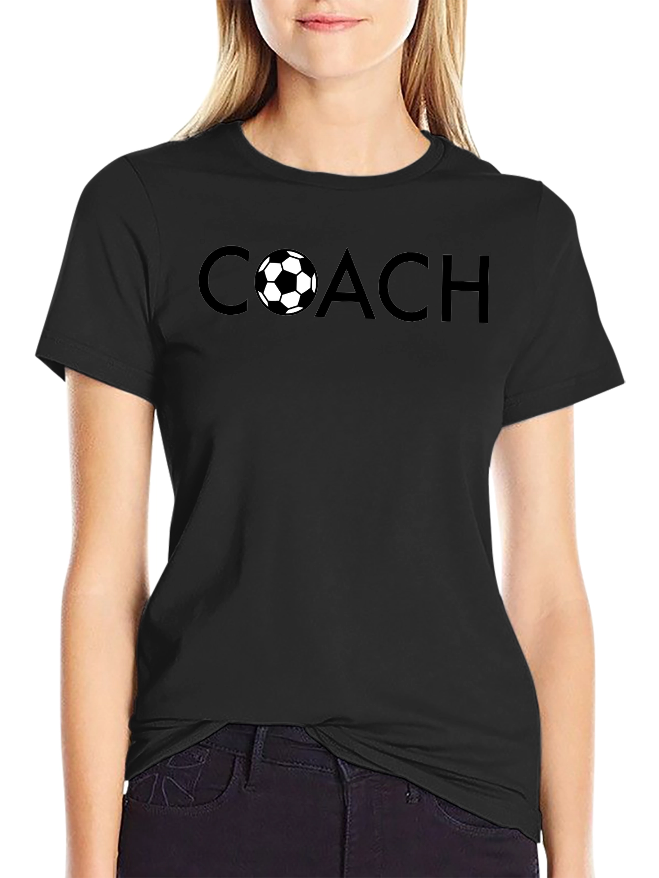Soccer Coach Black Graphic T-Shirt