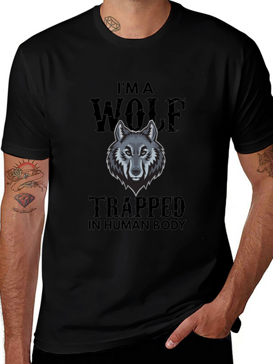 Im A Wolf Trapped In Human Body Mens Black T-Shirt