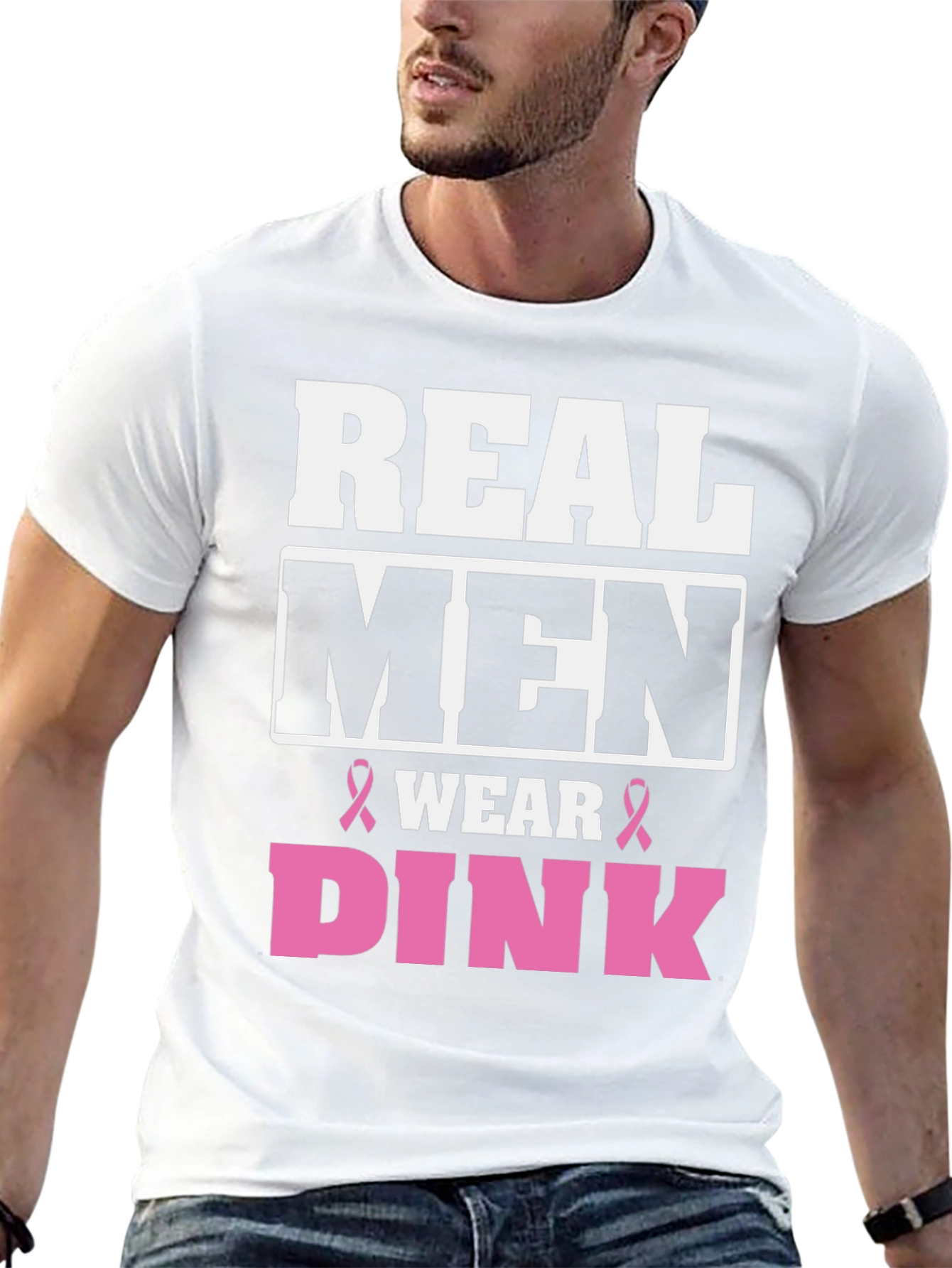 Real Men Wear Pink Breast Cancer Awareness T-Shirt