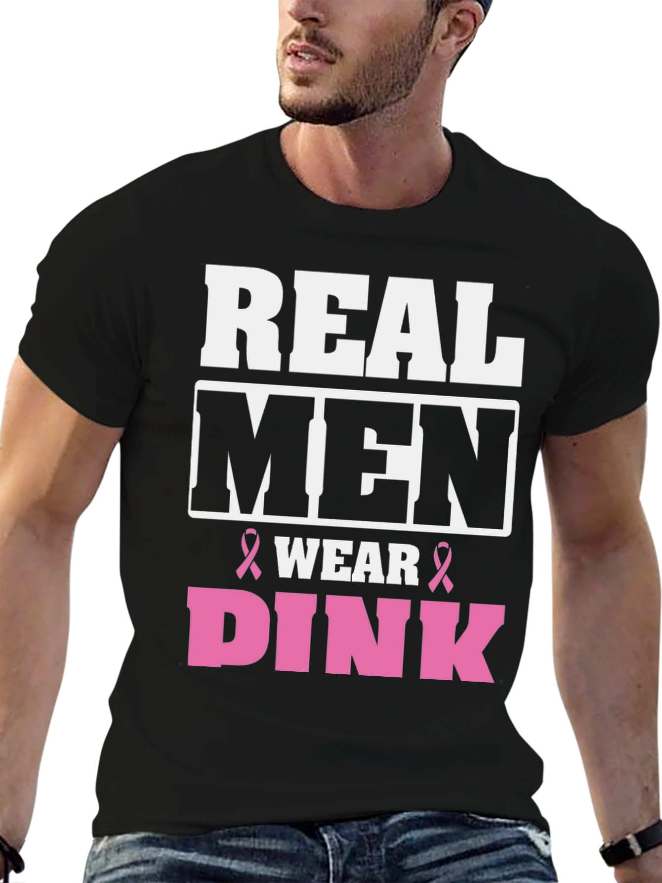 Real Men Wear Pink Breast Cancer Awareness T-Shirt