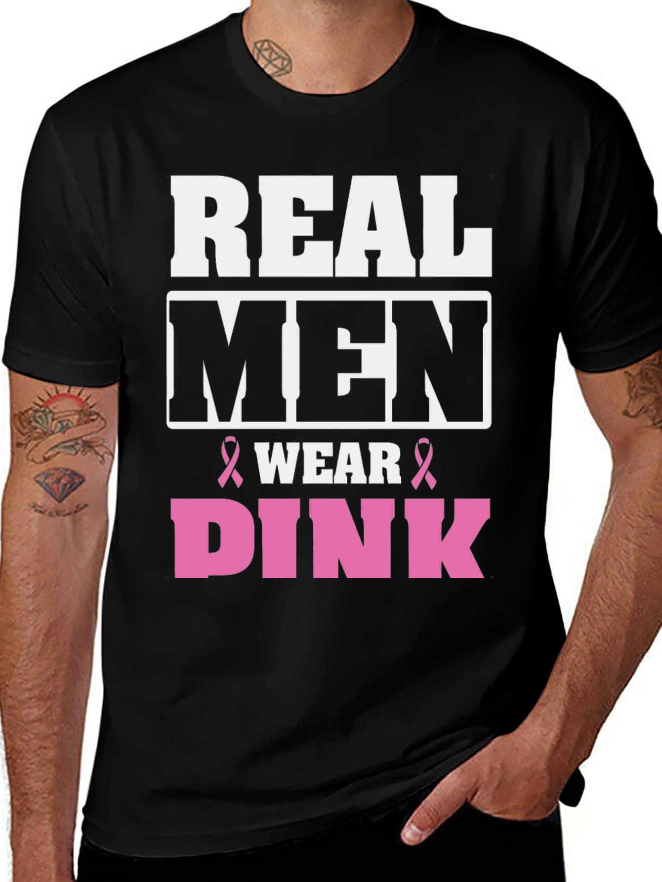 Real Men Wear Pink Breast Cancer Awareness T-Shirt