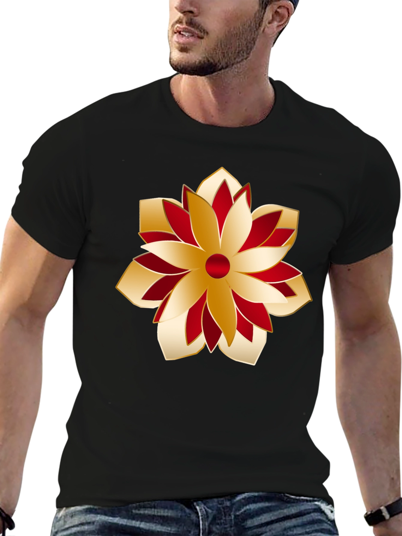 Festive Flower Graphic Tee - Stylish Holiday Apparel