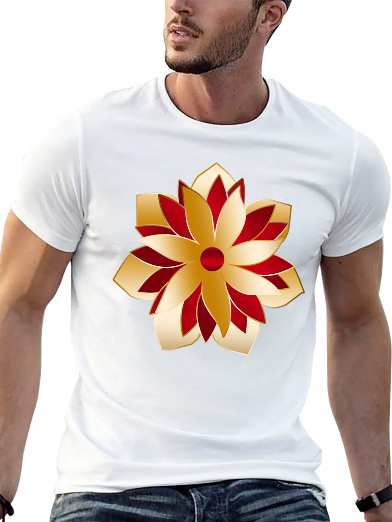 Festive Flower Graphic Tee - Stylish Holiday Apparel