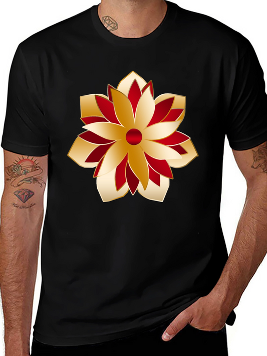 Festive Flower Graphic Tee - Stylish Holiday Apparel