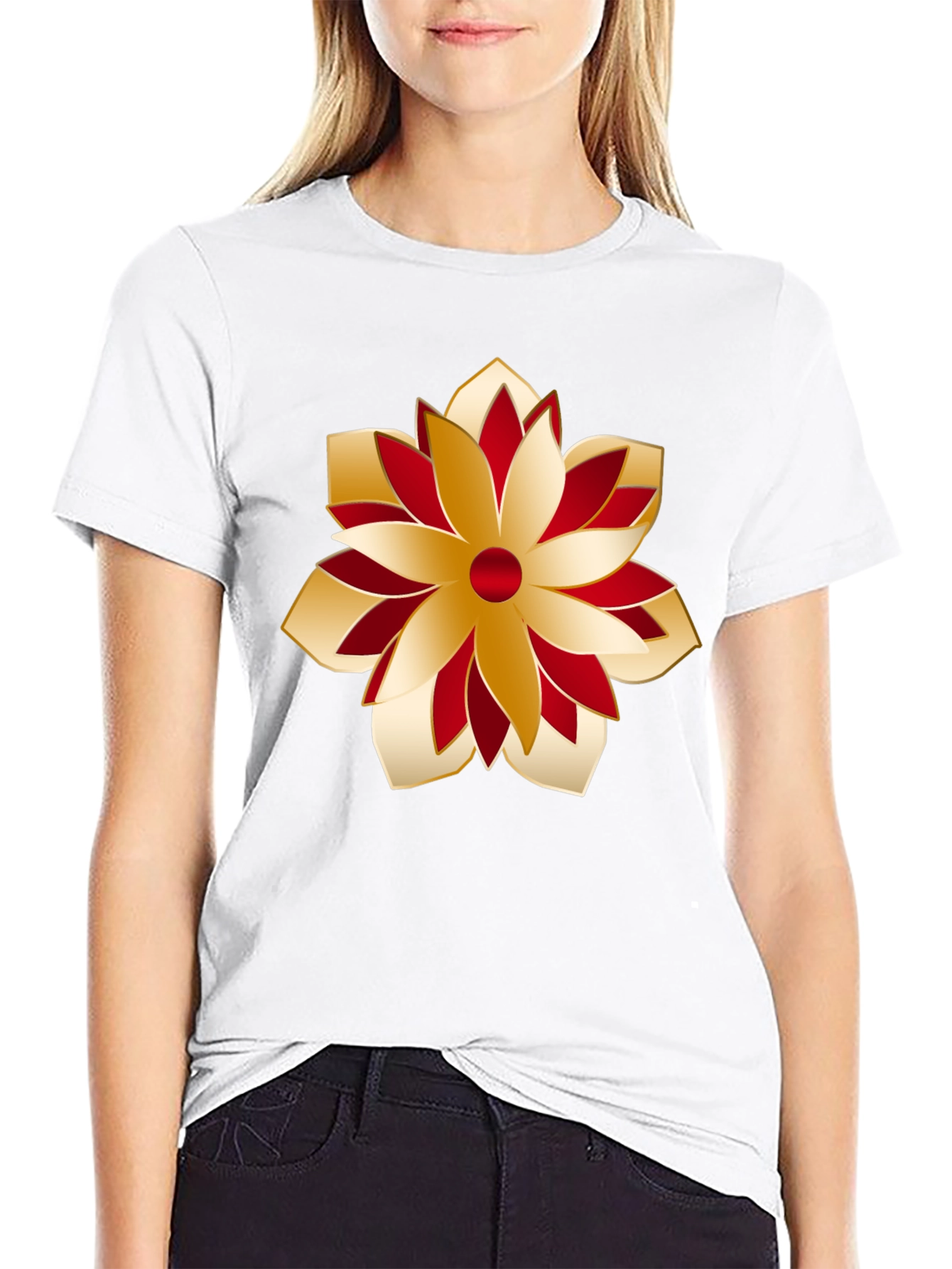 Festive Flower Graphic Tee - Stylish Holiday Apparel