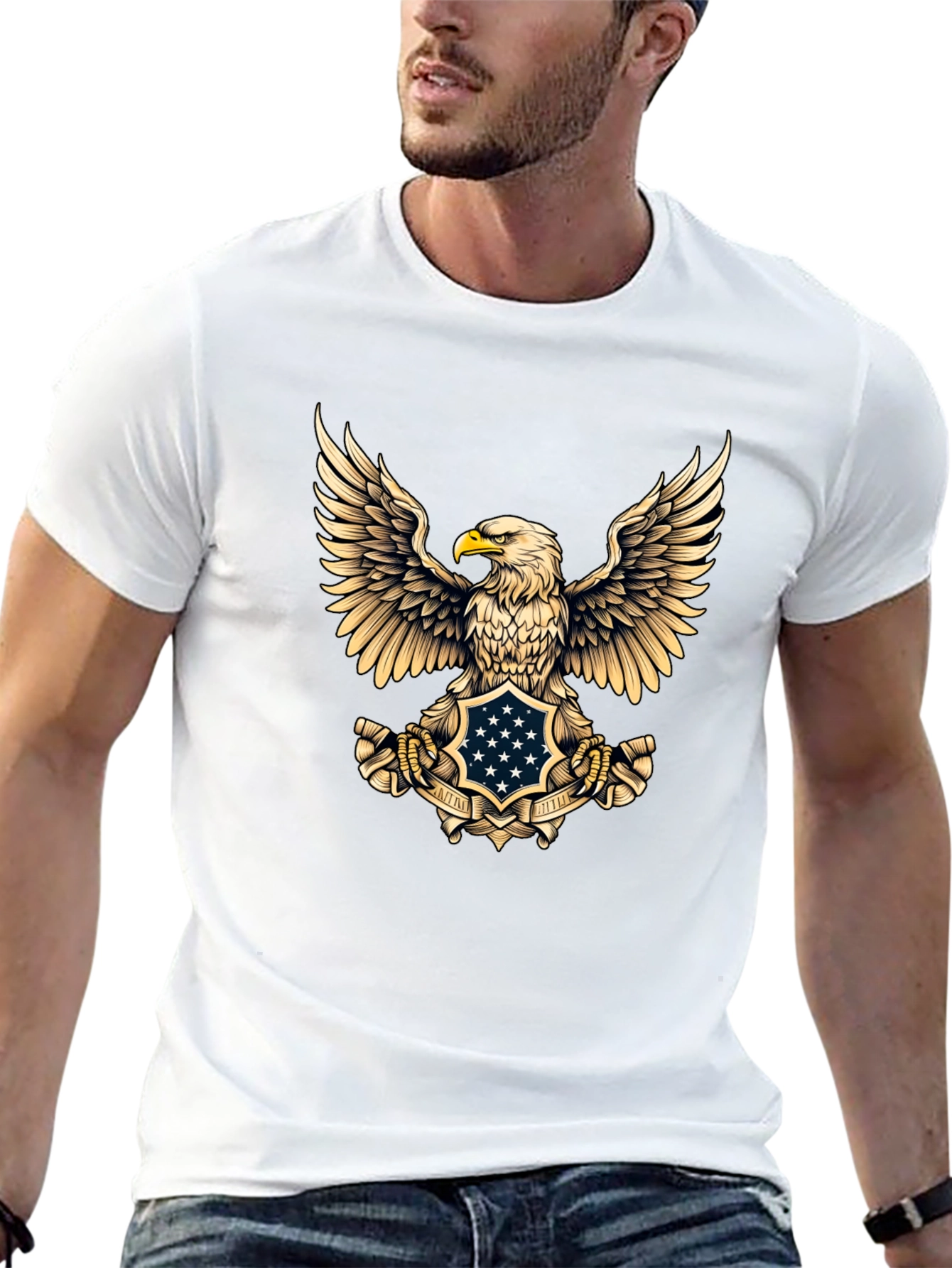 Patriotic Eagle Graphic Tee - Mens Black T-Shirt