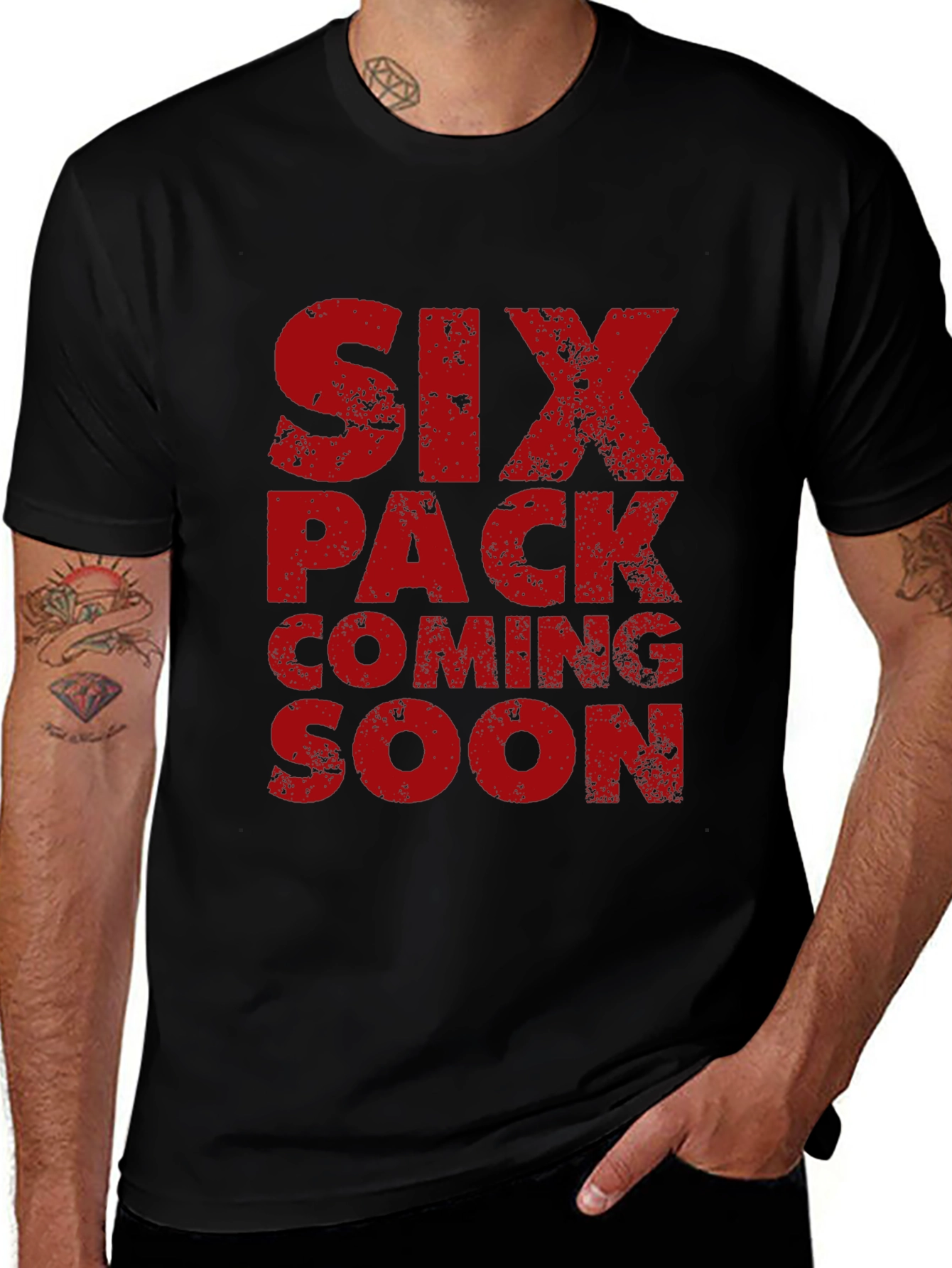 Six Pack Coming Soon Mens Graphic Tee - Black