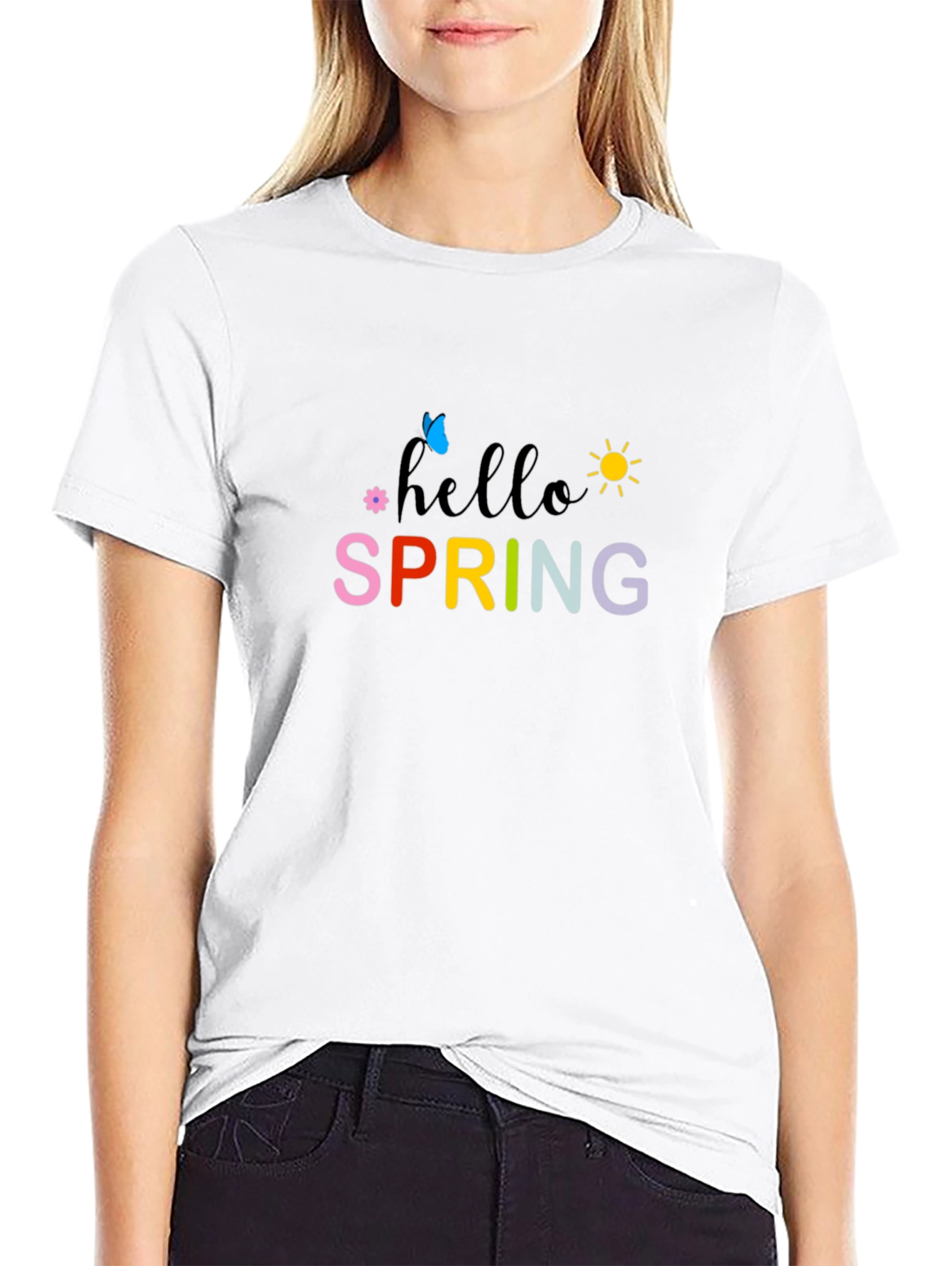 Hello Spring Black T-Shirt