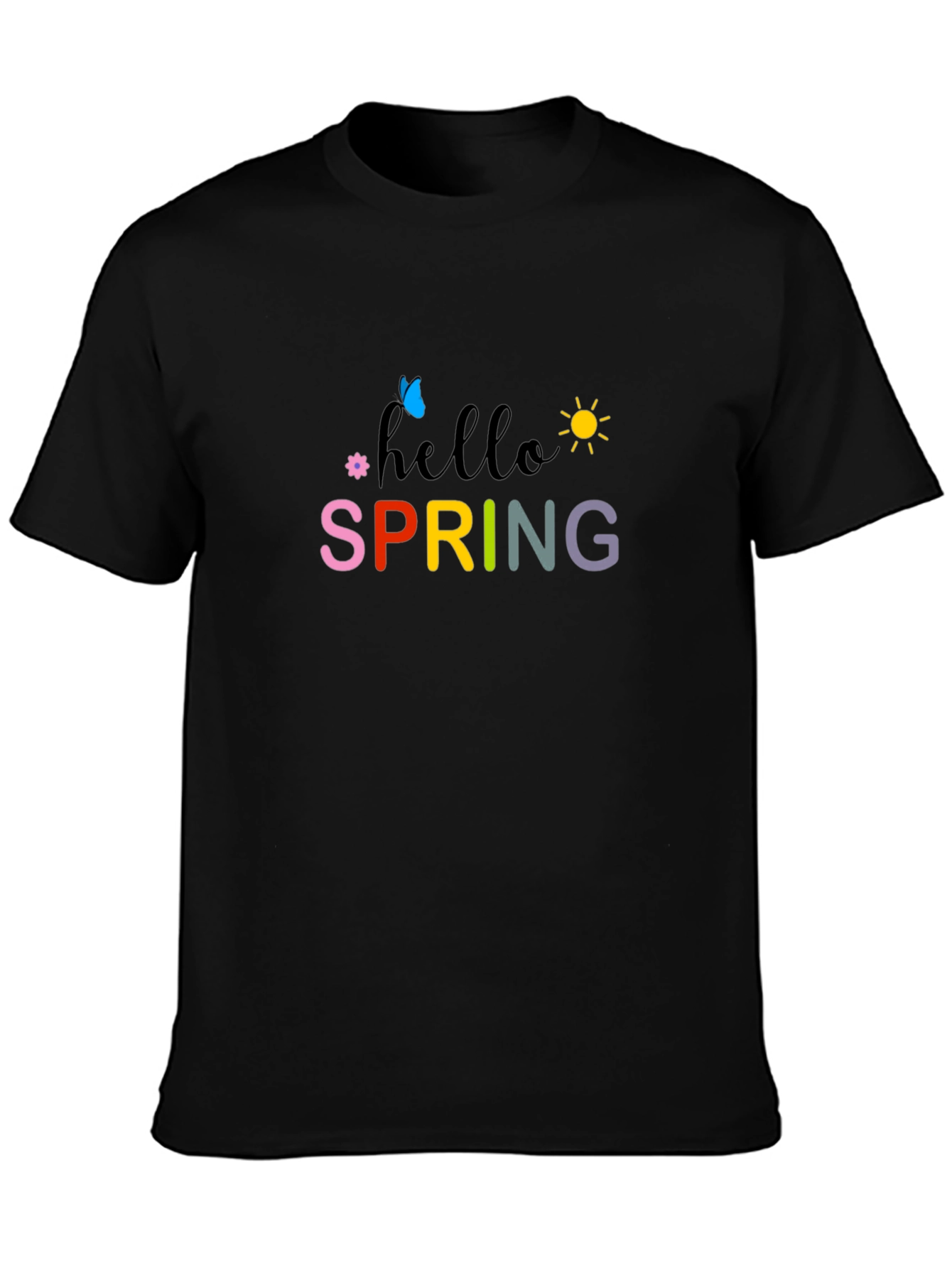 Hello Spring Black T-Shirt