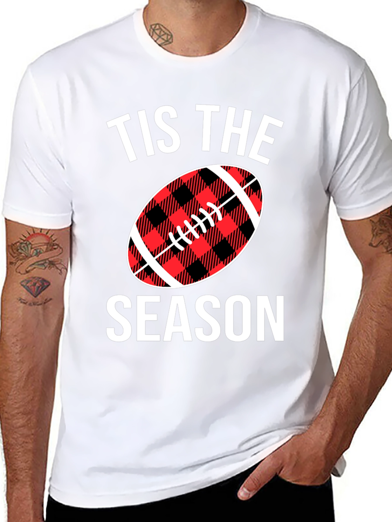 Tis The Season Football Plaid Graphic Tee