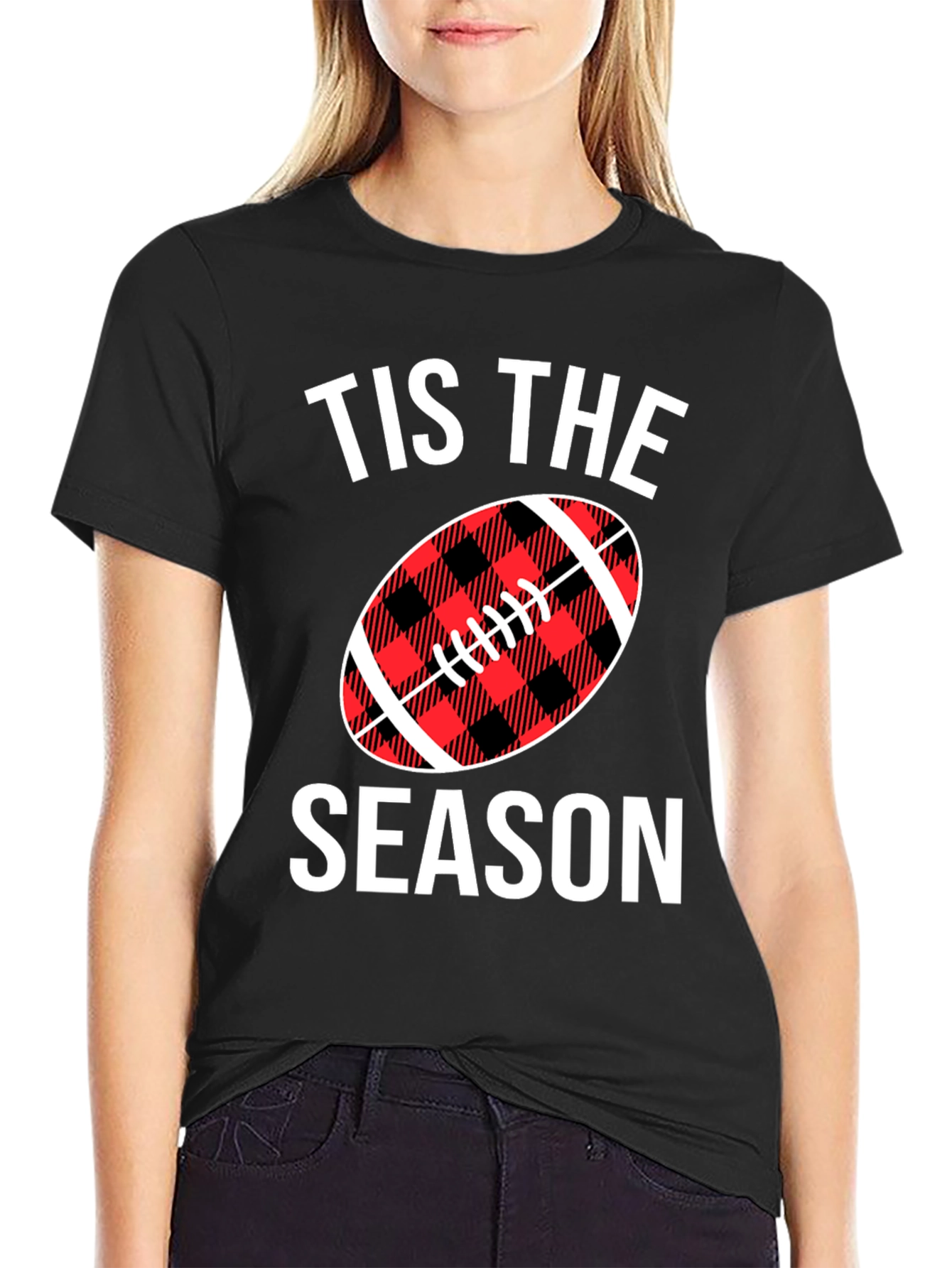 Tis The Season Football Plaid Graphic Tee