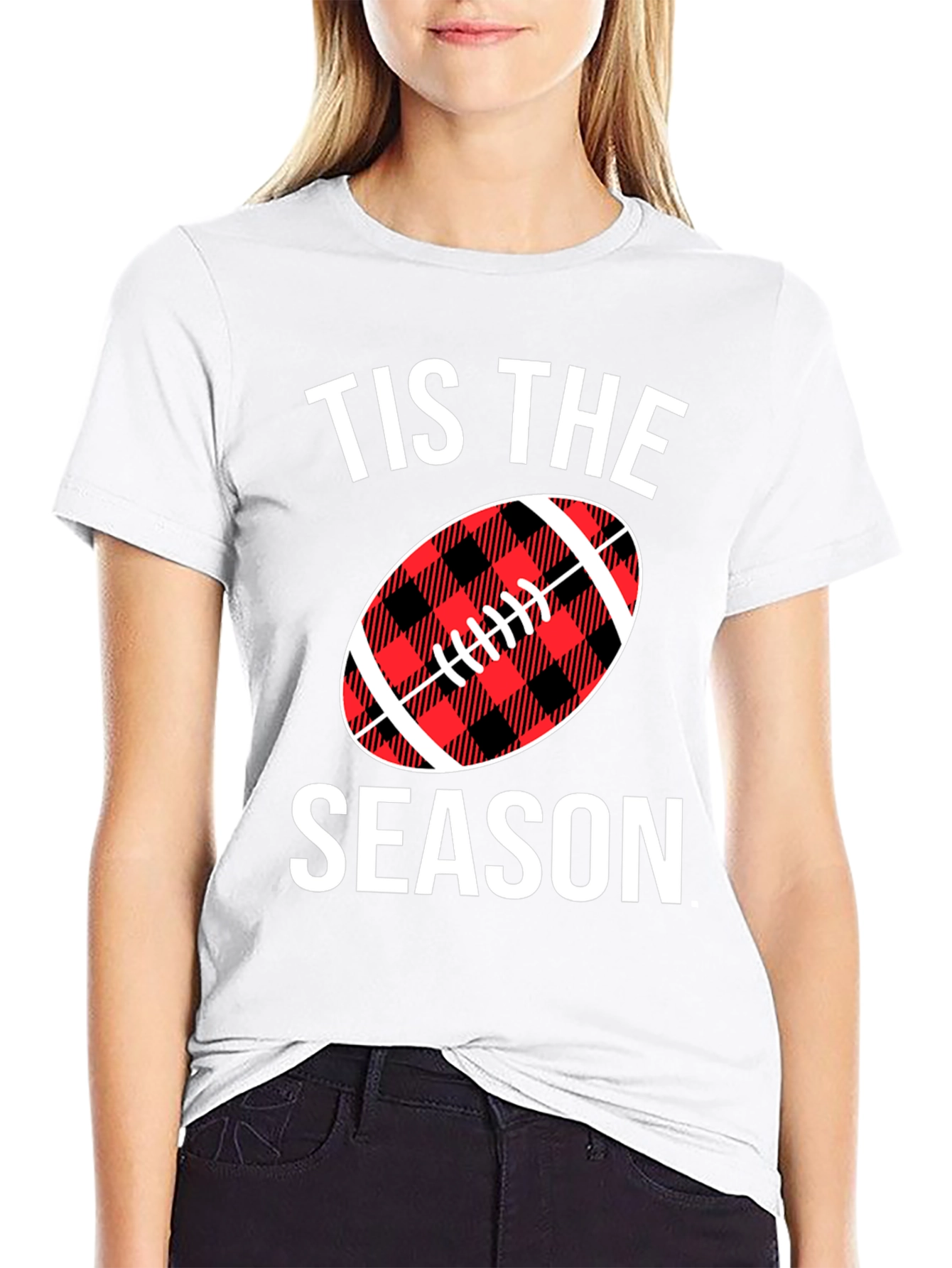 Tis The Season Football Plaid Graphic Tee