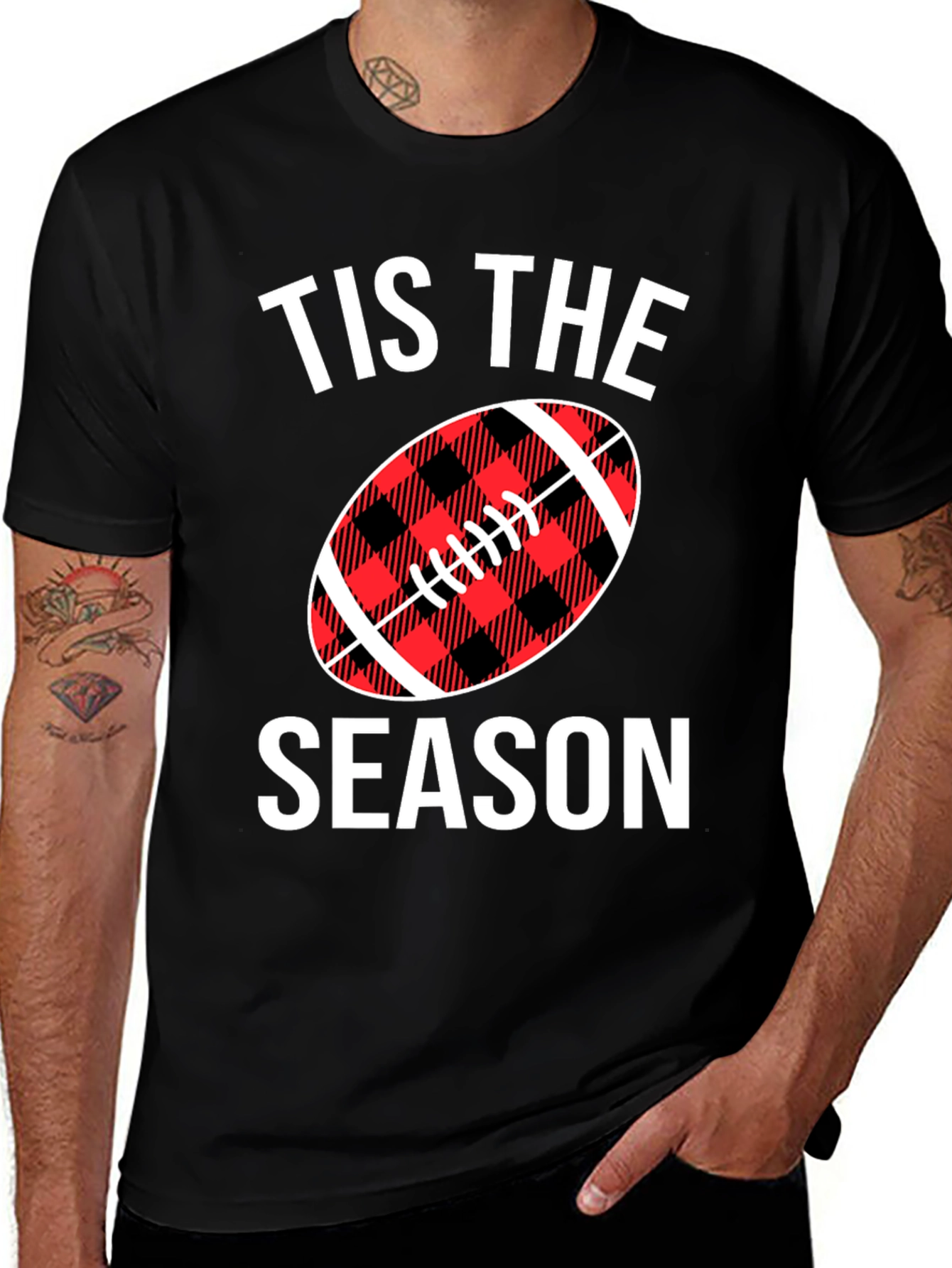 Tis The Season Football Plaid Graphic Tee