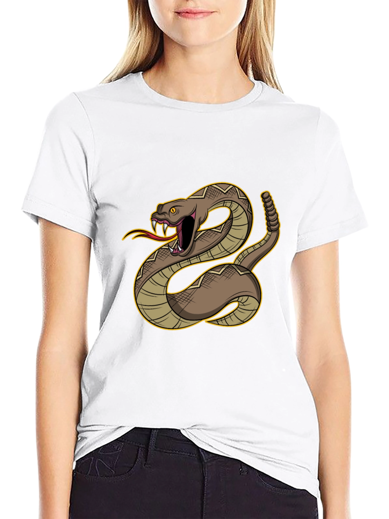 Rattlesnake Graphic Tee - Bold Black Cotton Comfort