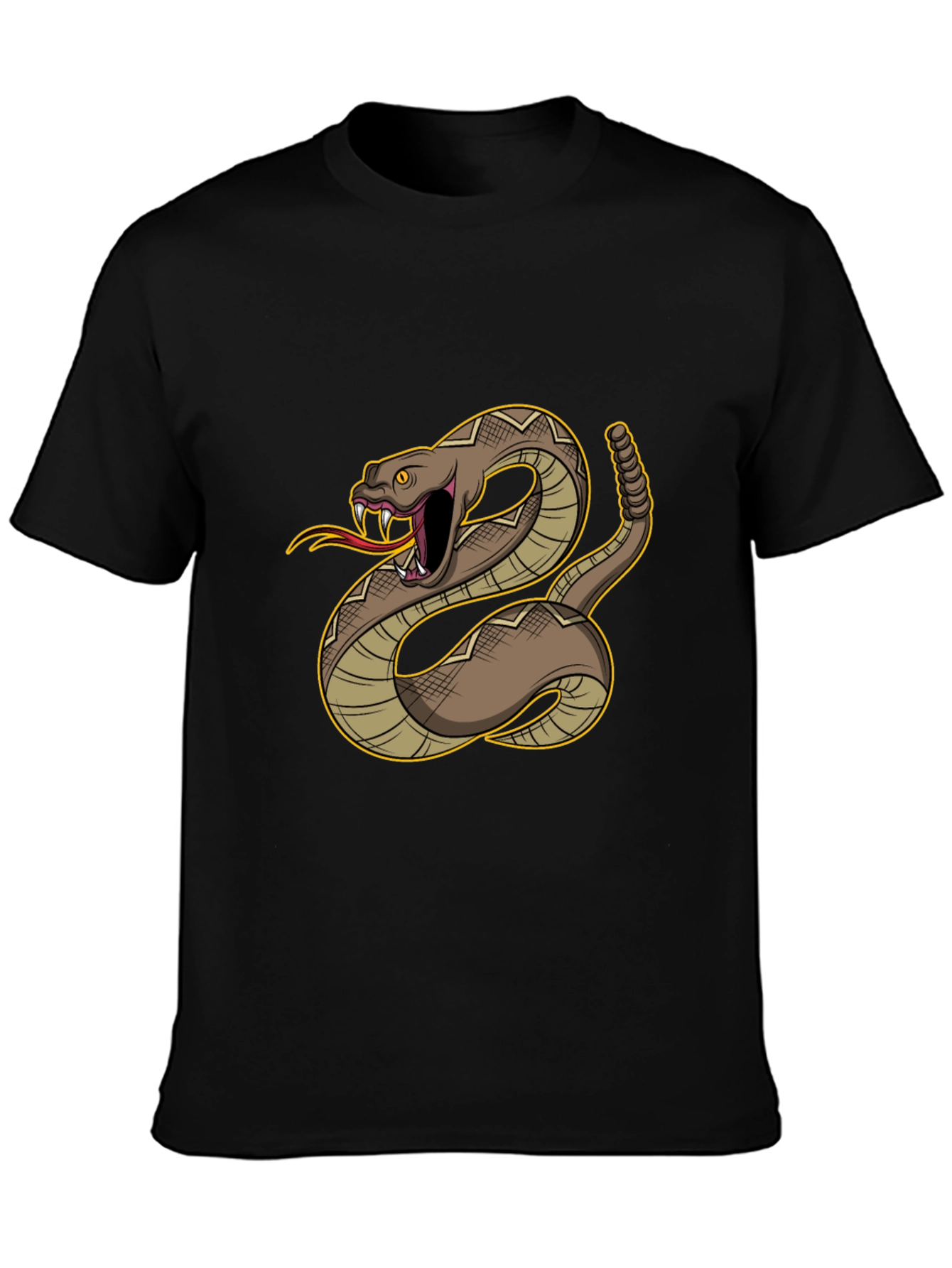 Rattlesnake Graphic Tee - Bold Black Cotton Comfort