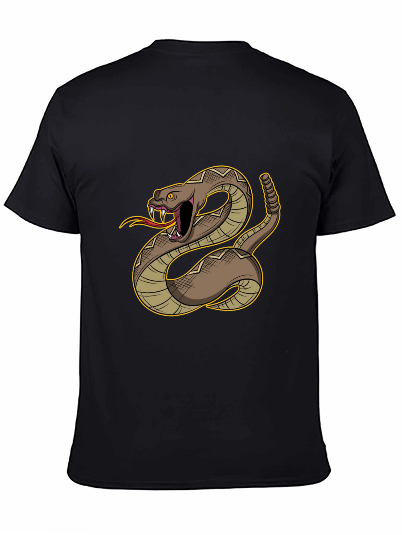 Rattlesnake Graphic Tee - Bold Black Cotton Comfort
