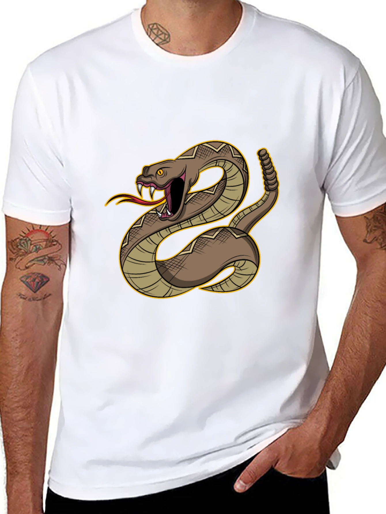 Rattlesnake Graphic Tee - Bold Black Cotton Comfort