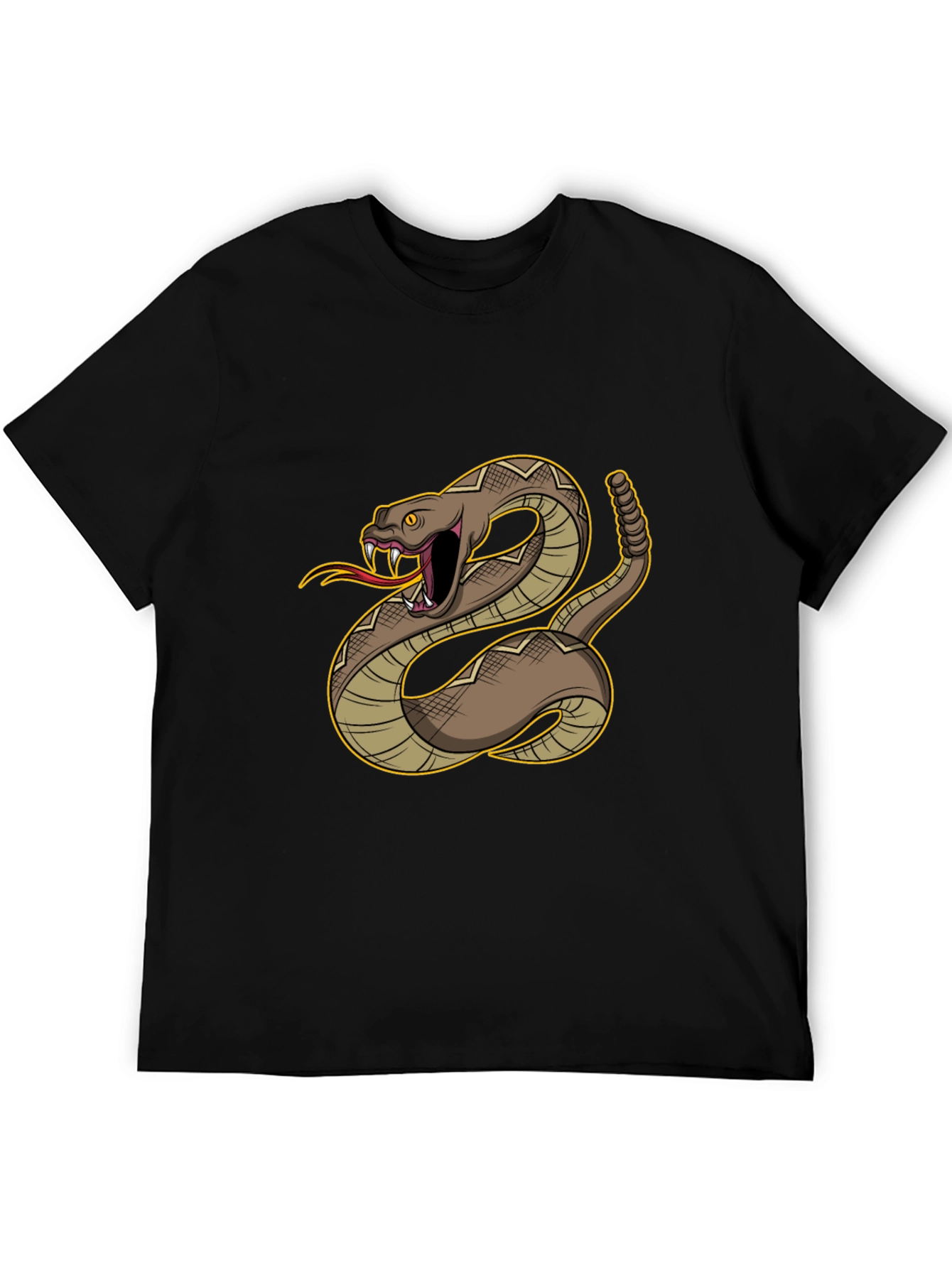 Rattlesnake Graphic Tee - Bold Black Cotton Comfort
