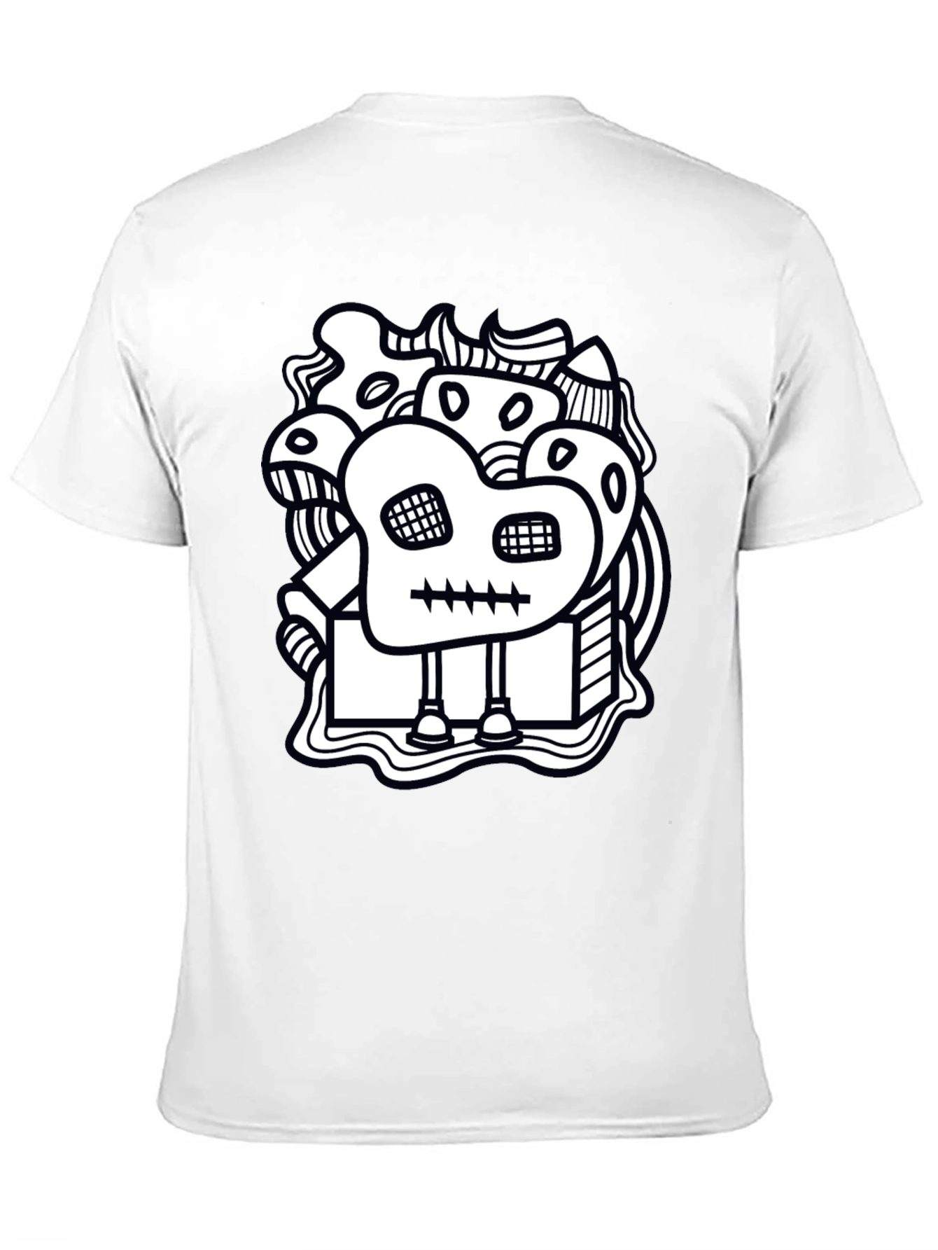 Abstract Doodle Art Graphic Black T-Shirt