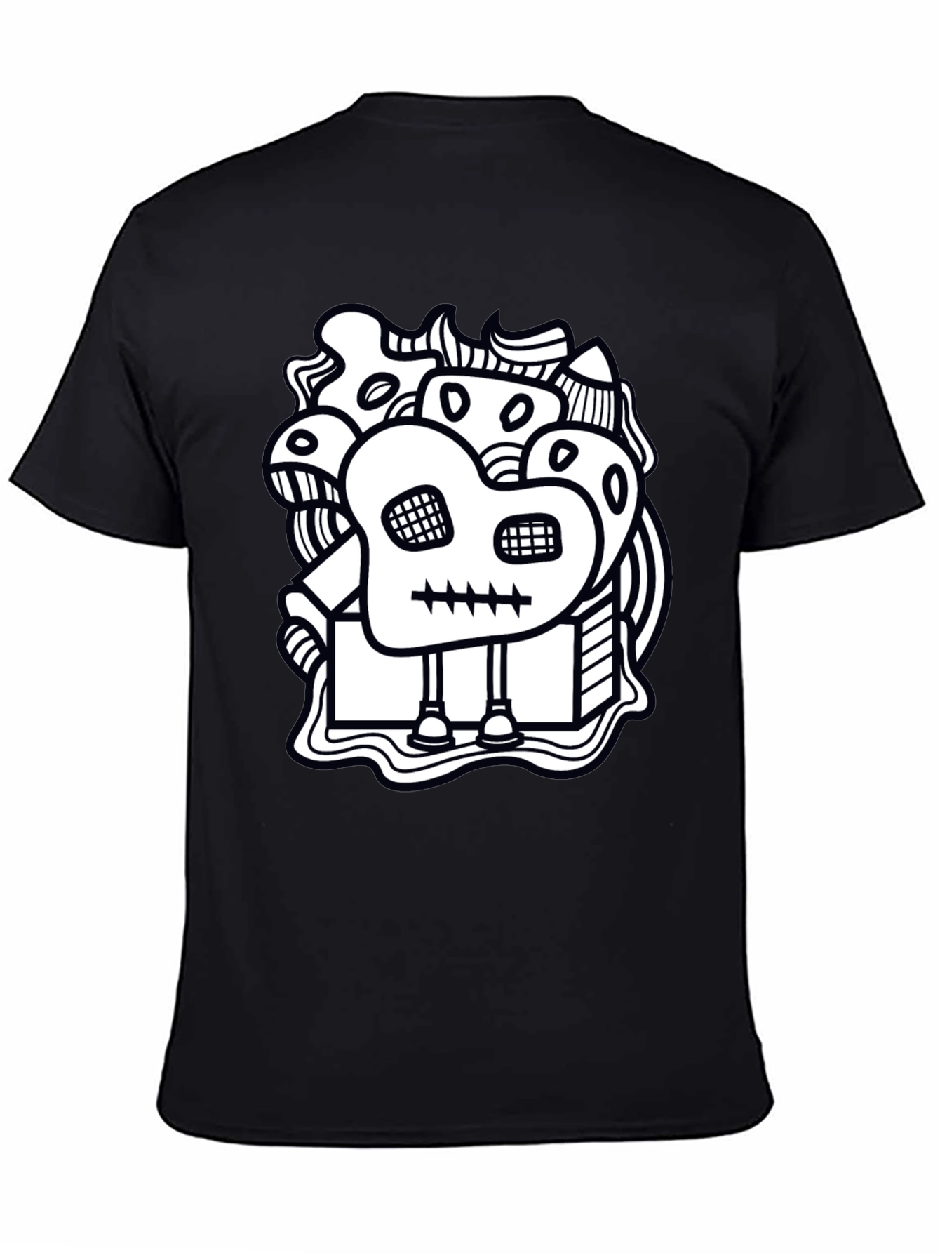 Abstract Doodle Art Graphic Black T-Shirt