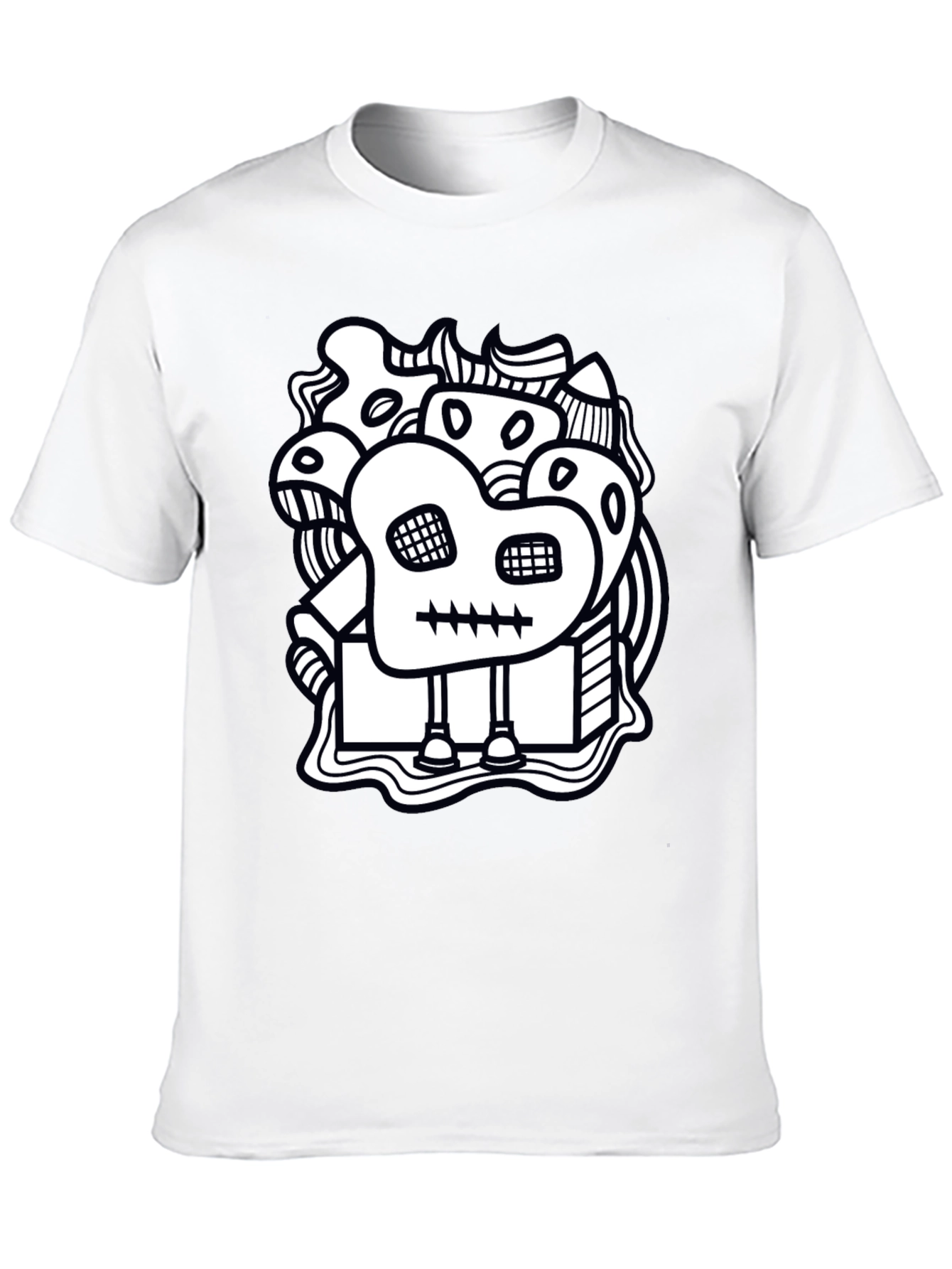 Abstract Doodle Art Graphic Black T-Shirt