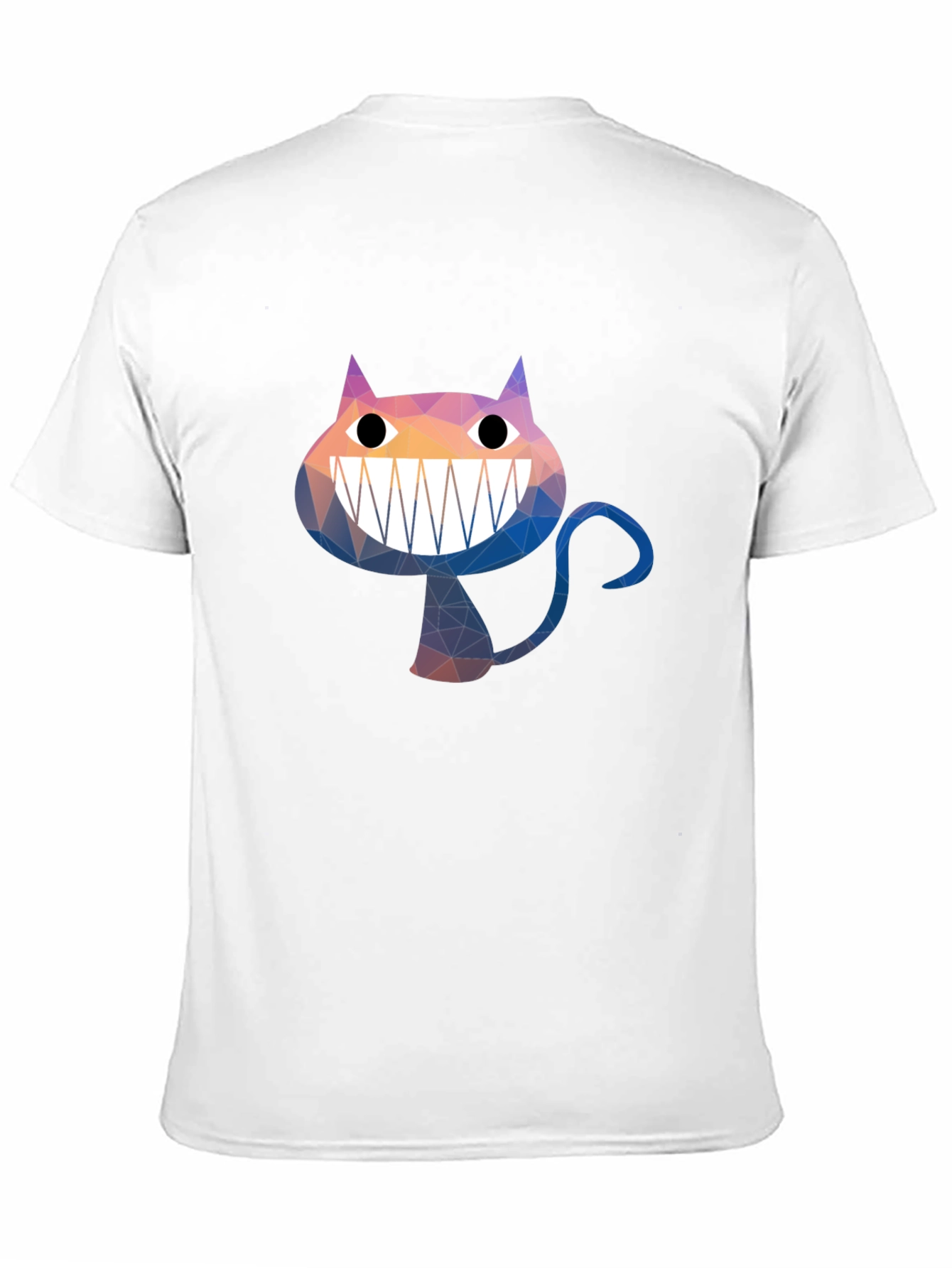Geometric Cheshire Cat Graphic Tee - Black Cotton Blend