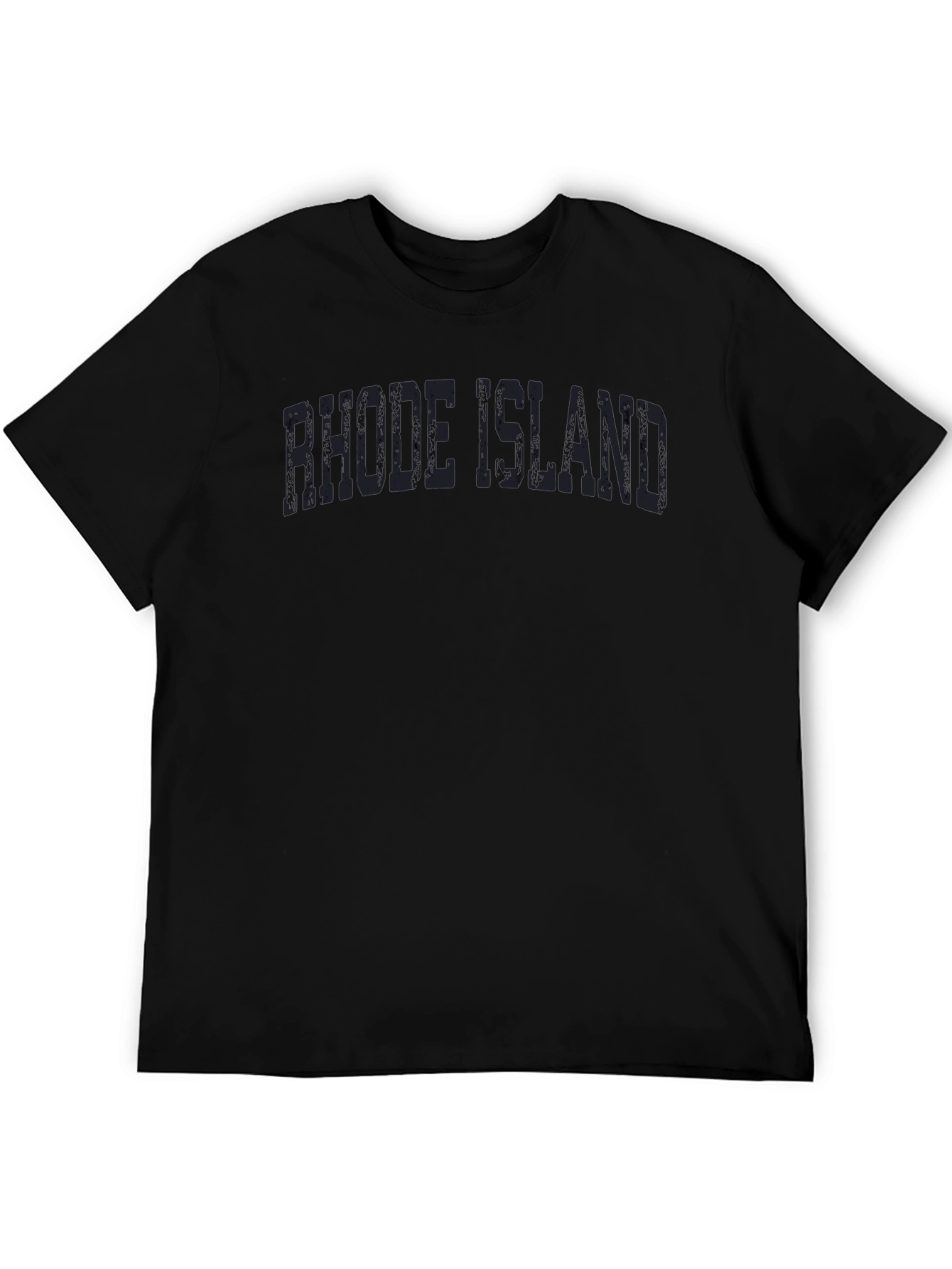 Rhode Island Graphic Tee - Distressed Print Black T-Shirt