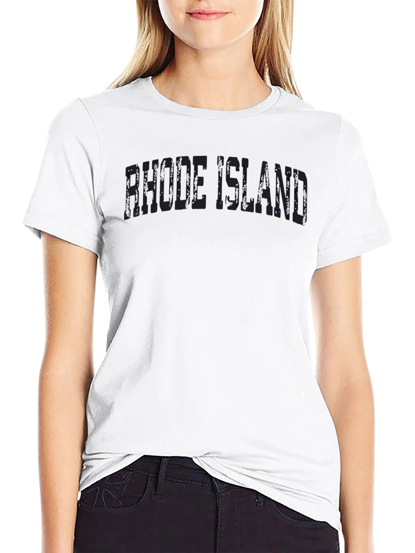 Rhode Island Graphic Tee - Distressed Print Black T-Shirt