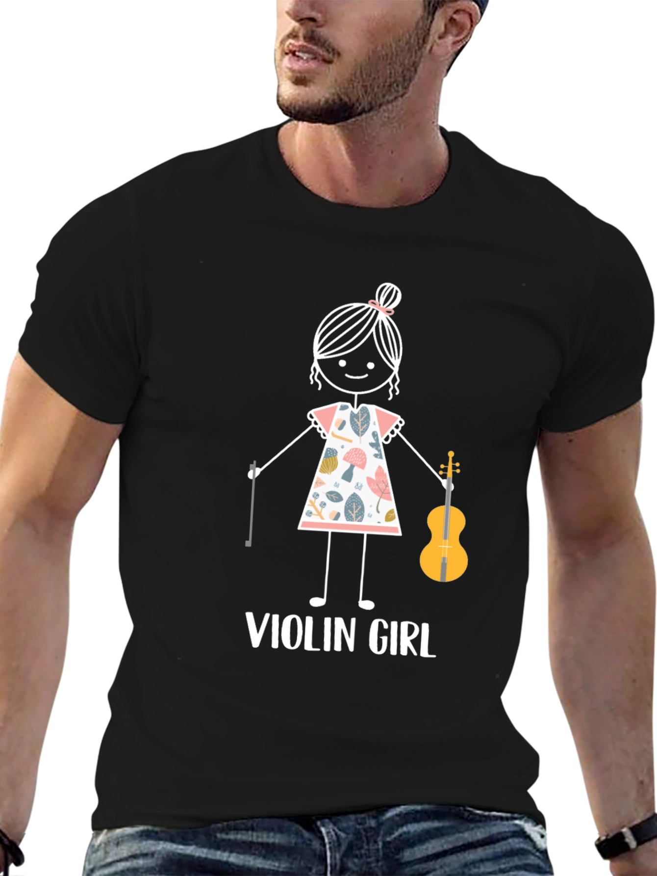 Violin Girl Graphic Tee - Music Lover Shirt