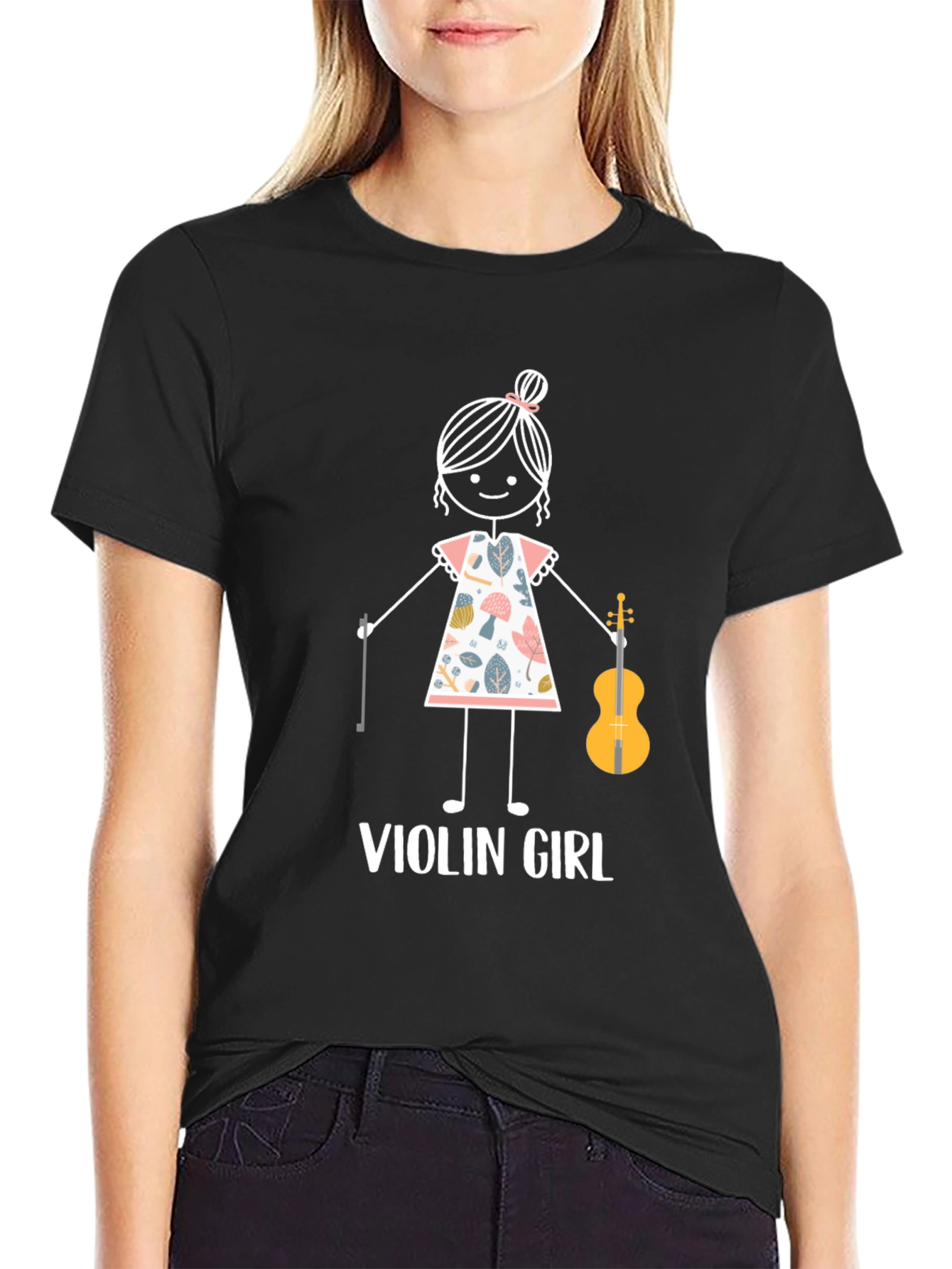 Violin Girl Graphic Tee - Music Lover Shirt
