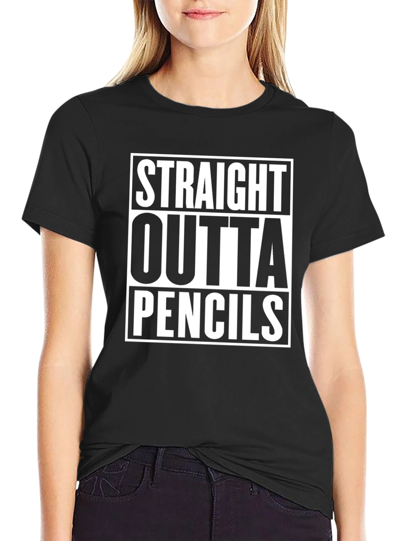 Straight Outta Pencils Black Graphic Tee