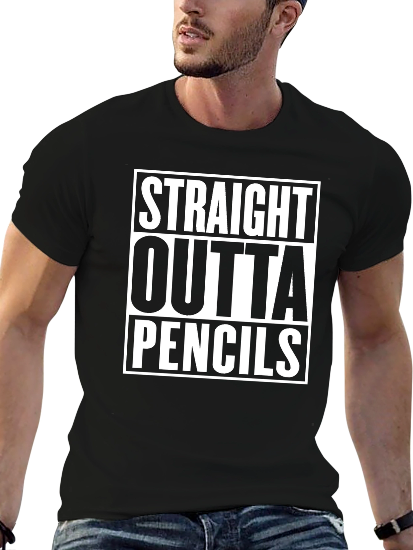 Straight Outta Pencils Black Graphic Tee