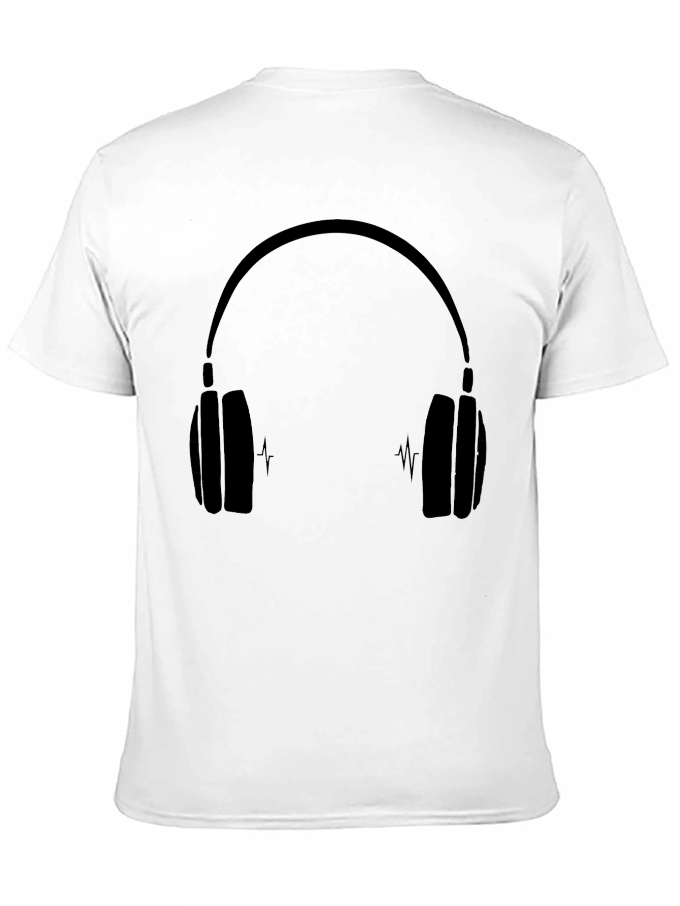 Black T-Shirt with Headphones Graphic