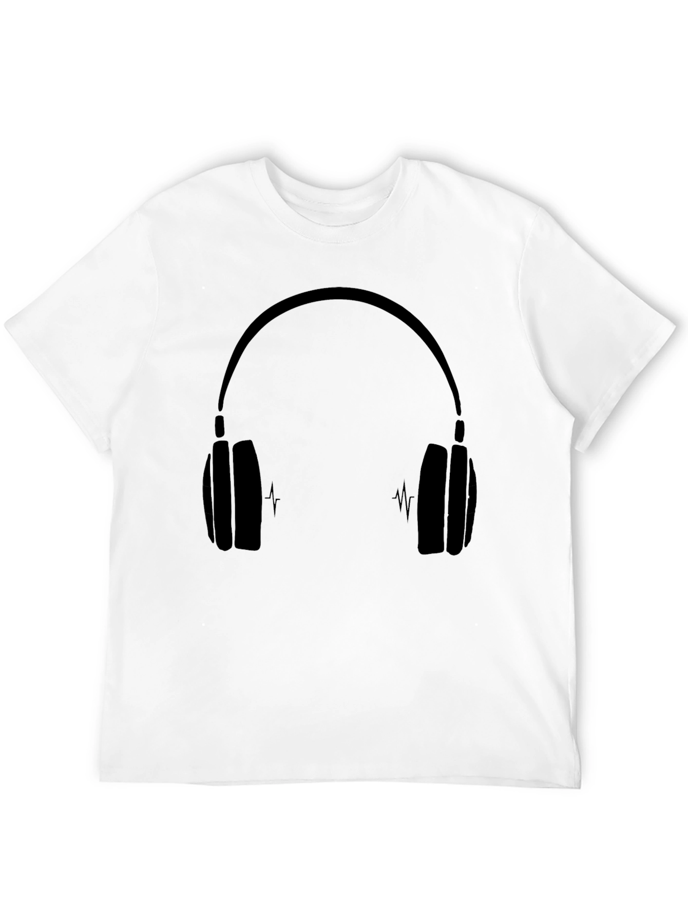 Black T-Shirt with Headphones Graphic