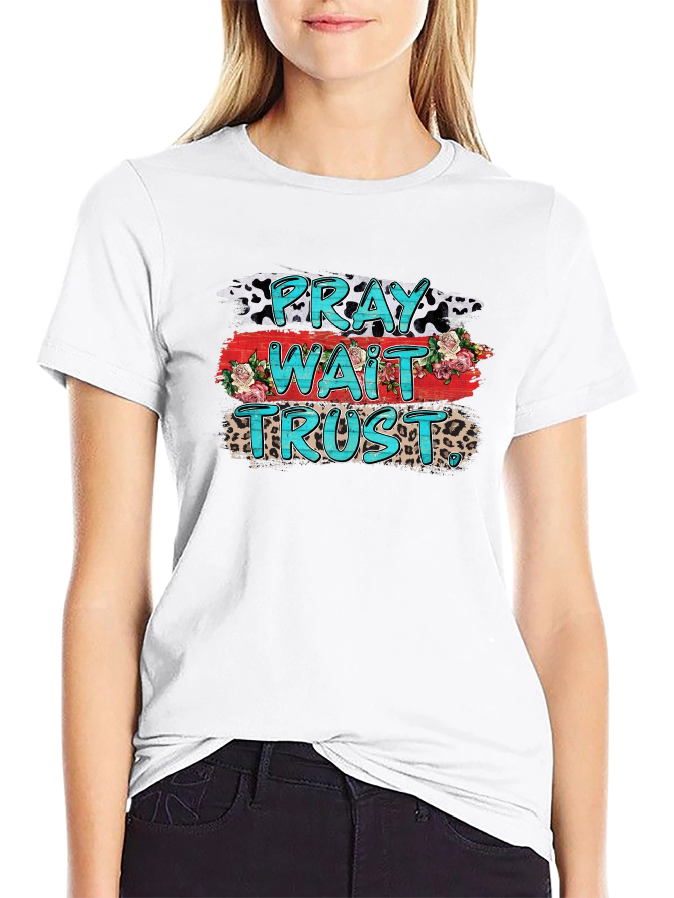 Pray Wait Trust Graphic Tee - Black