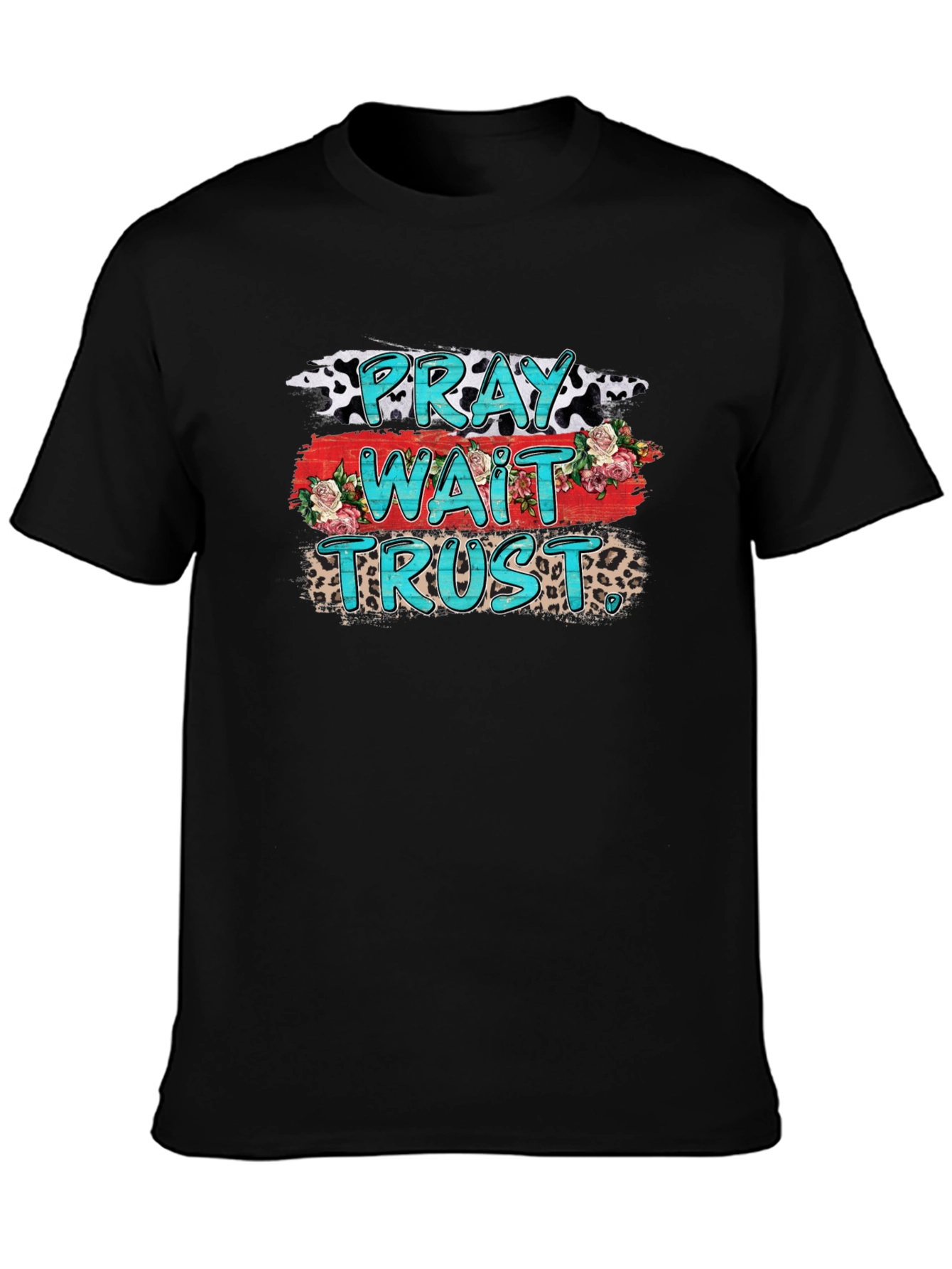 Pray Wait Trust Graphic Tee - Black