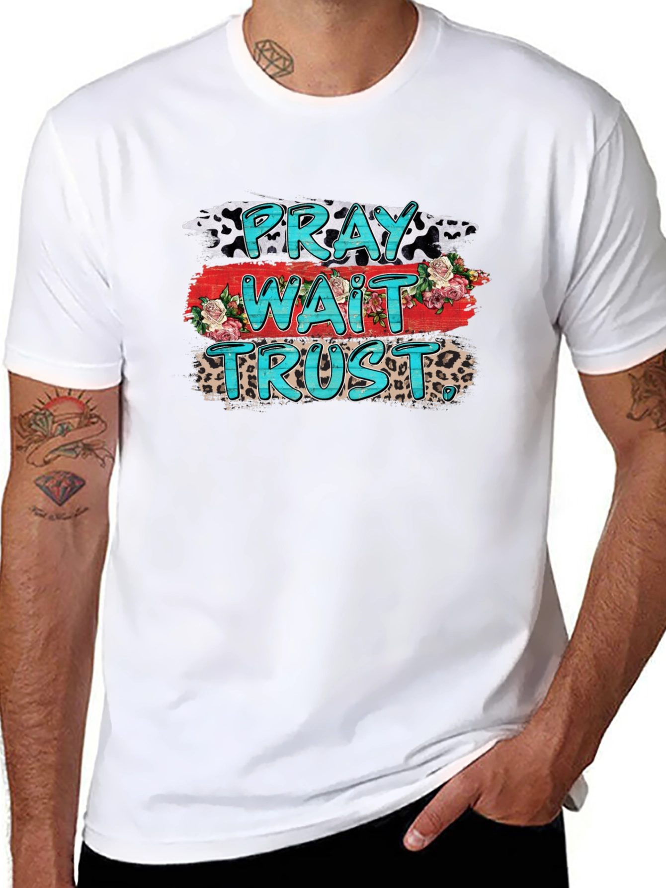 Pray Wait Trust Graphic Tee - Black