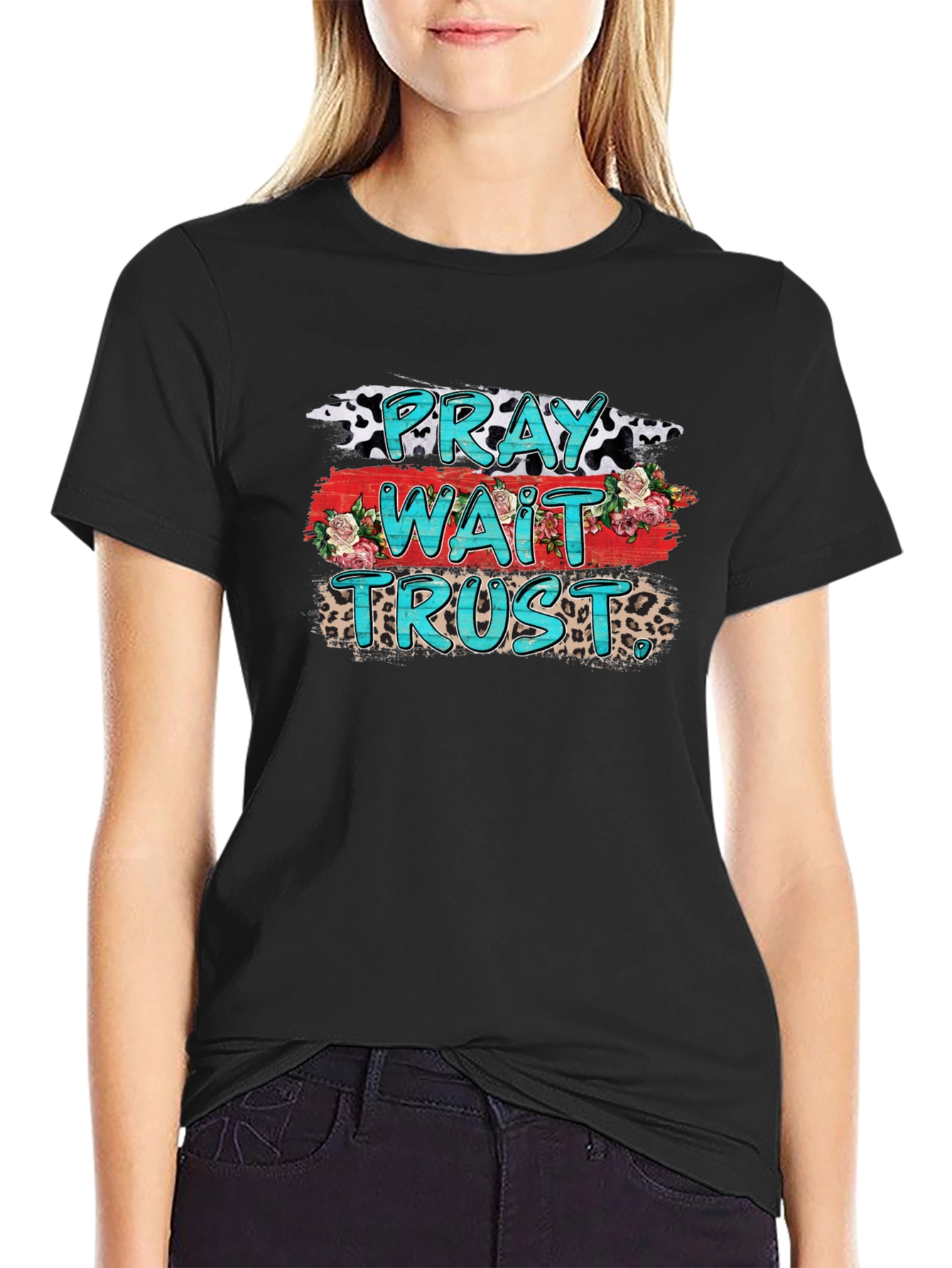 Pray Wait Trust Graphic Tee - Black