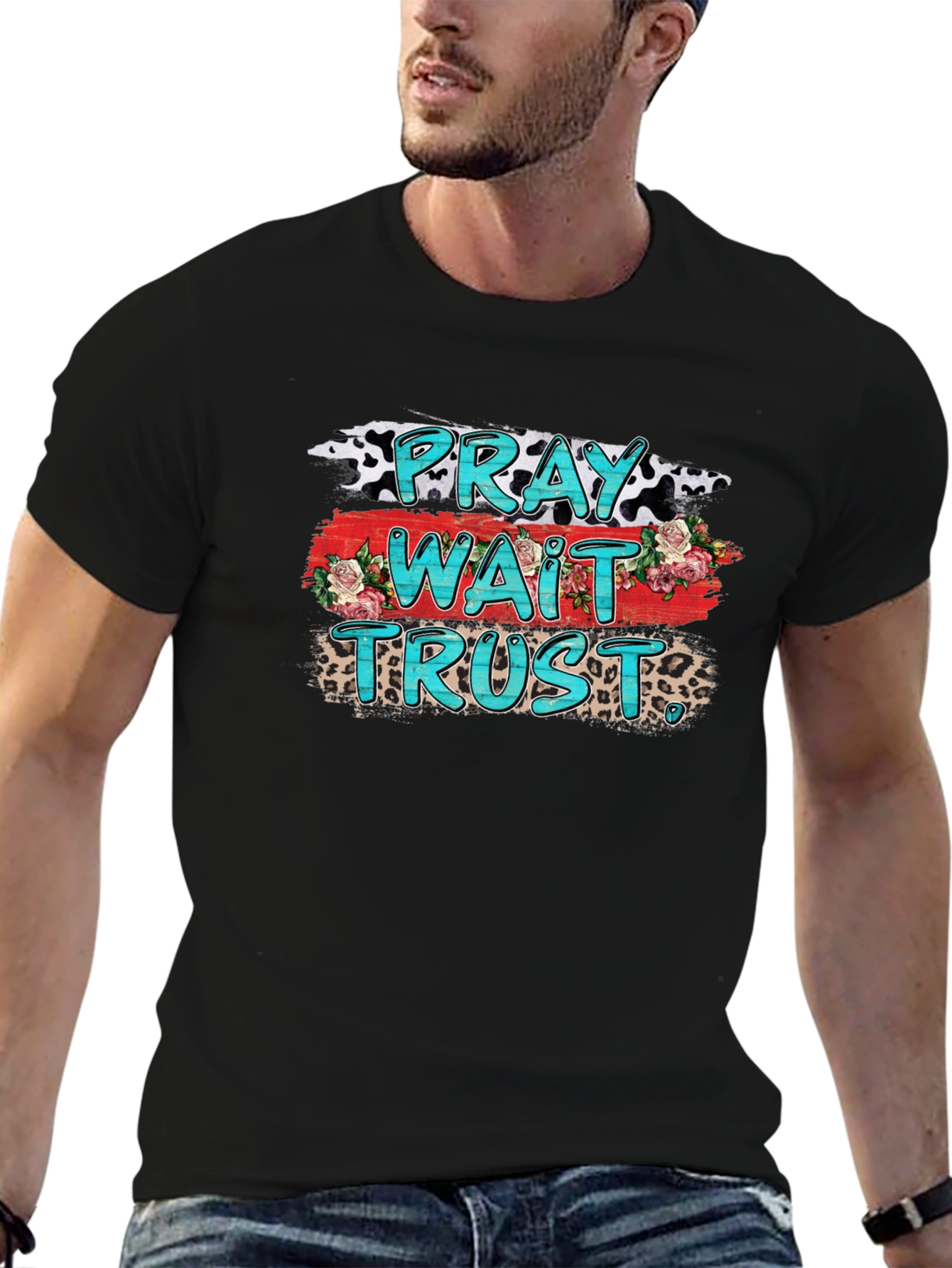 Pray Wait Trust Graphic Tee - Black