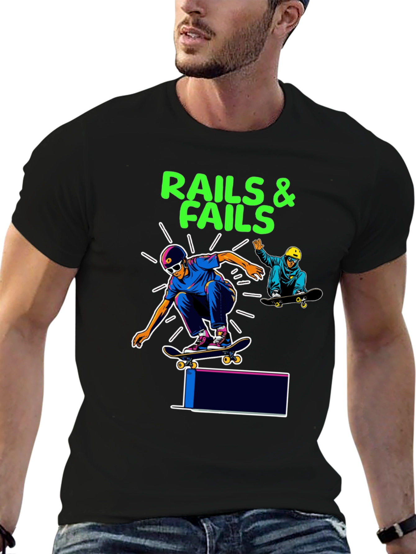 Rails & Fails Skateboarder Graphic Tee